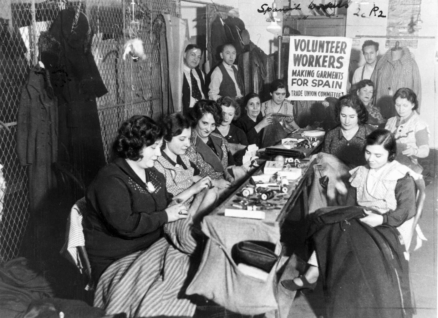 New York Clothing Workers Making Garments For Spain, Manhattan, 1937.