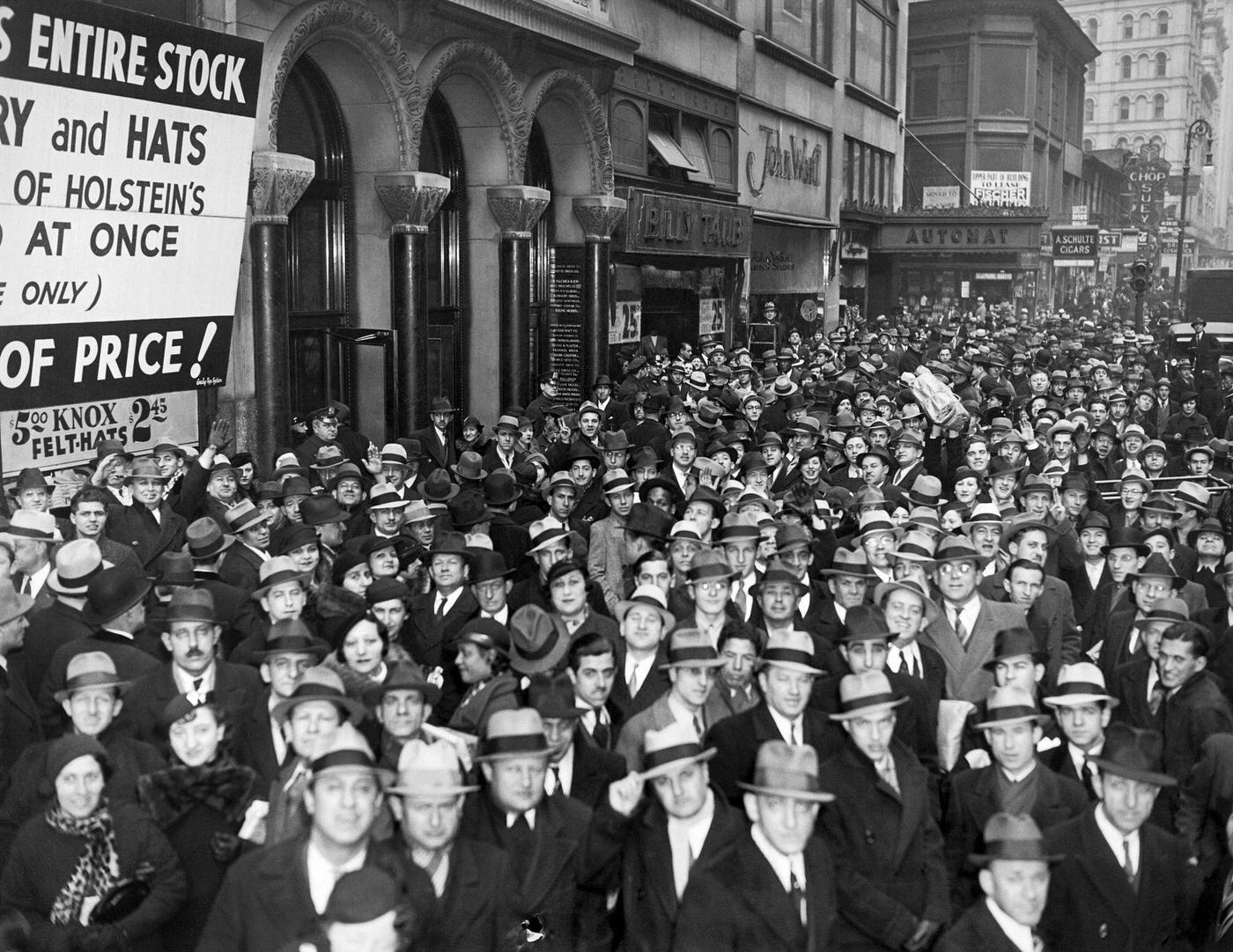 Tenants Stranded Outside 1385 Broadway During Elevator Operator Strike, Manhattan, 1935.