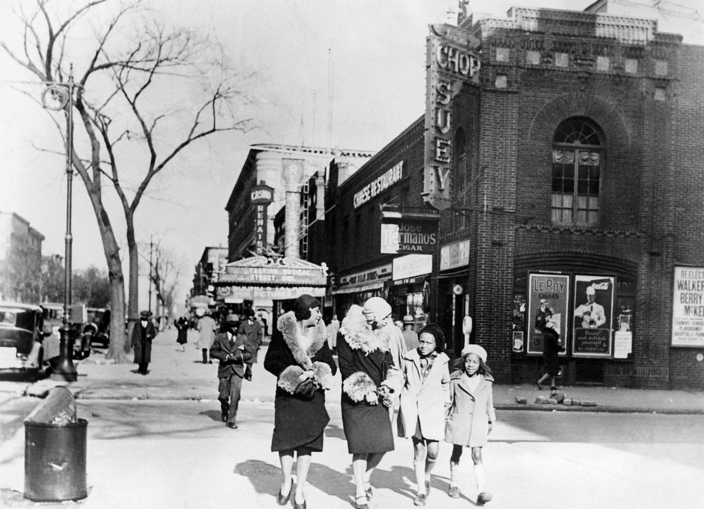 African-American Women Walking In The District Of Harlem, Manhattan, 1933