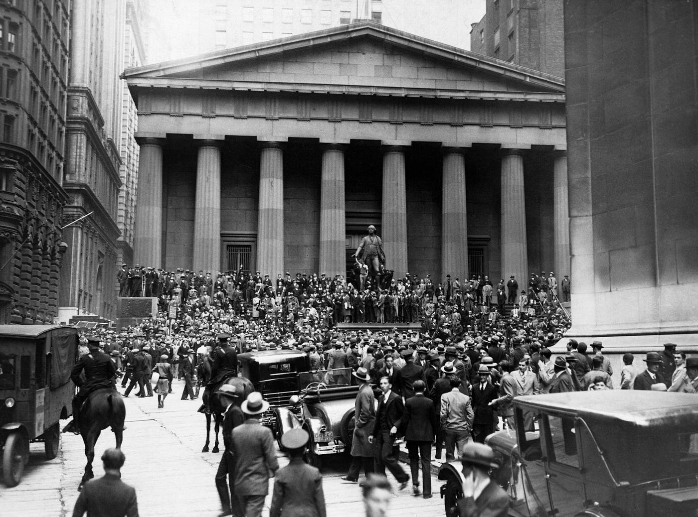 Crowd Gathers Outside Federal Hall in New York City, Now a National Memorial, Manhattan, 1930