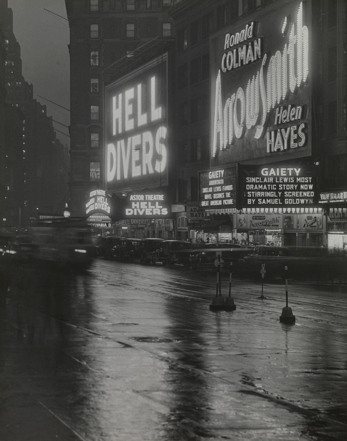 View at Dusk Looking South from 47th St. Down Broadway, Times Square, Manhattan, 1930