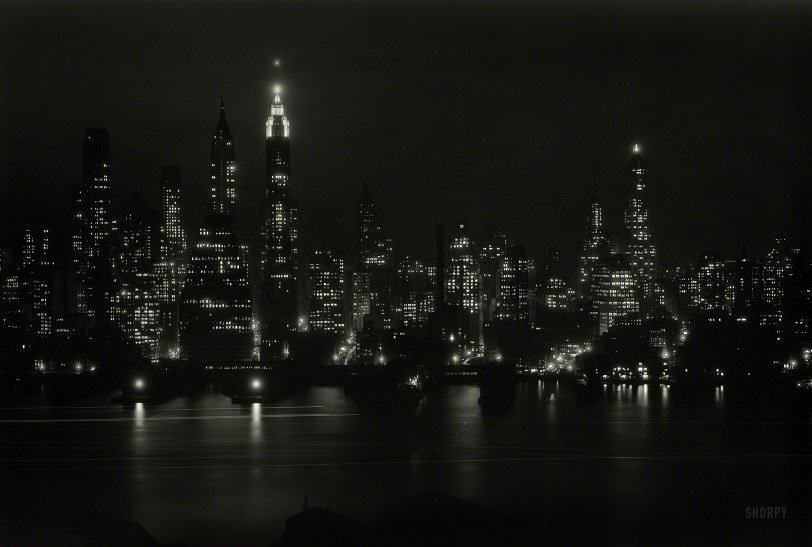 Manhattan from St. George Hotel in Brooklyn to financial district, New York City, 1933