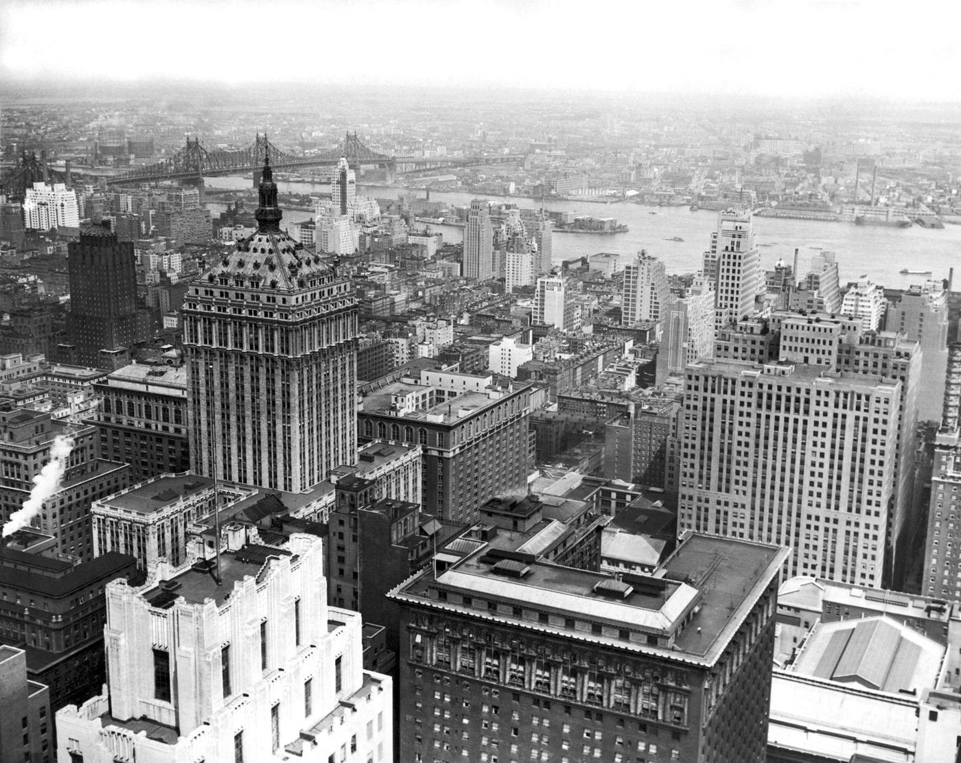 Elevated View of the Grand Central District in Midtown Manhattan, Manhattan, Circa 1930