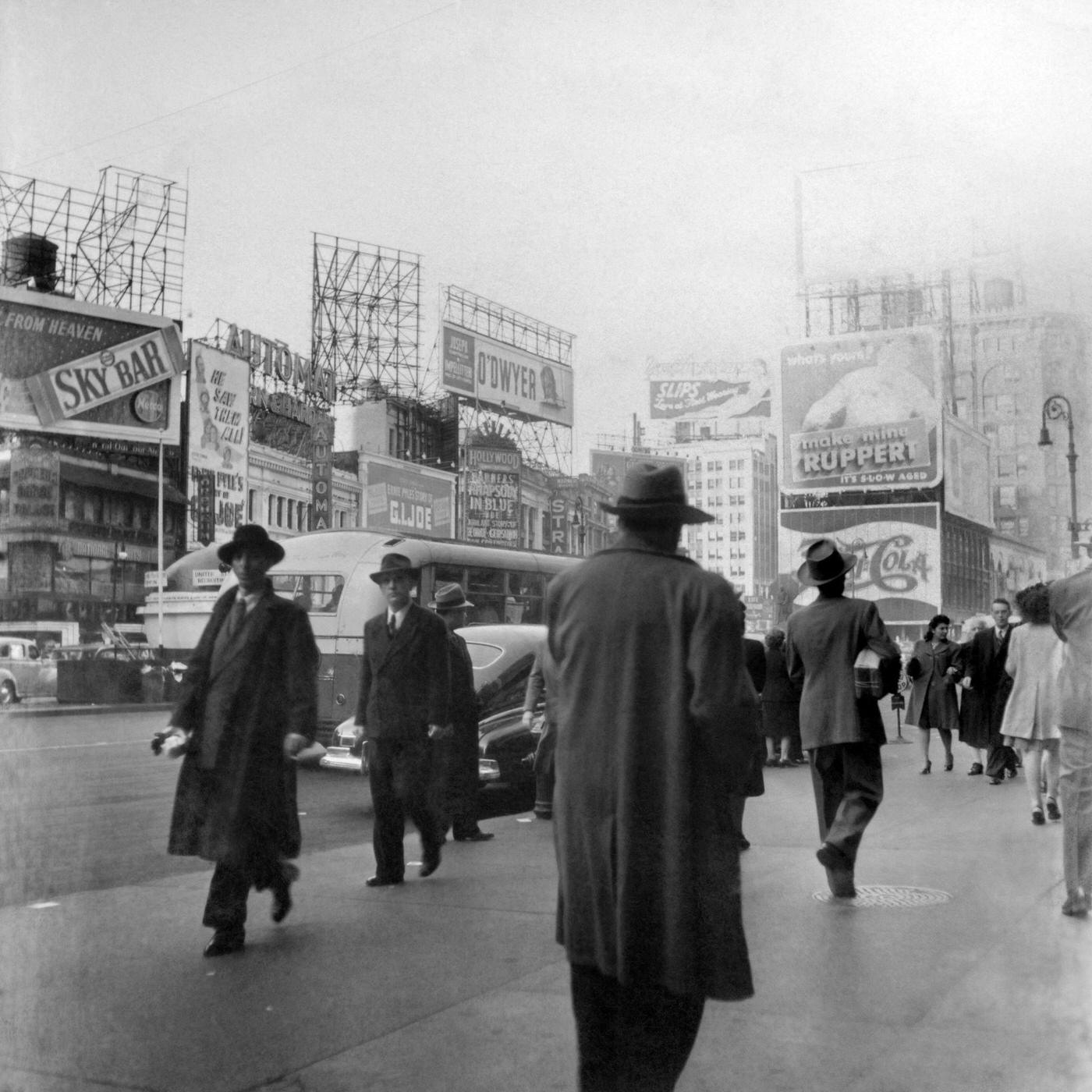 Pedestrians In Times Square, Manhattan, 1947