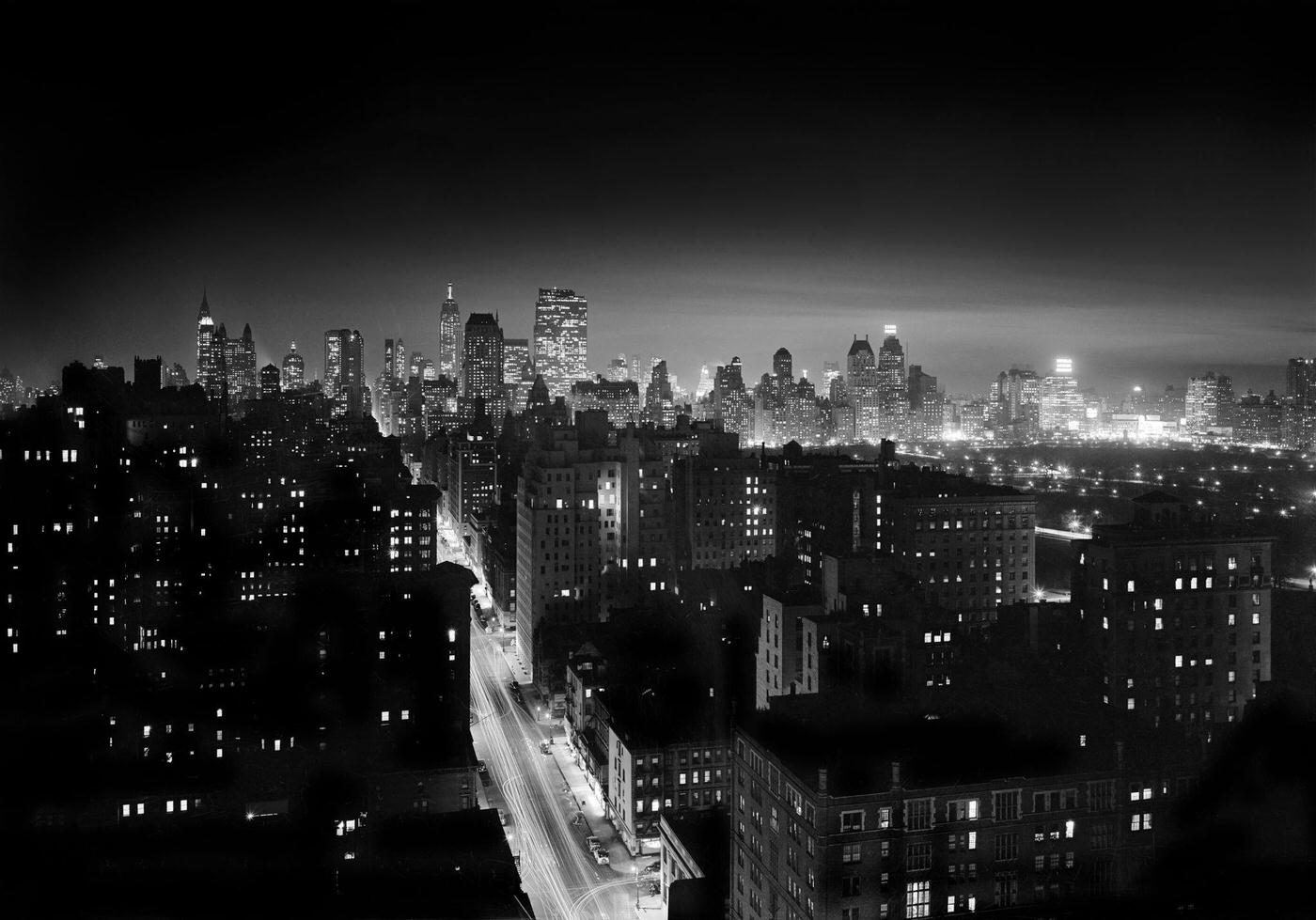 Cityscape At Night, View From Carlyle Hotel, Manhattan, 1937