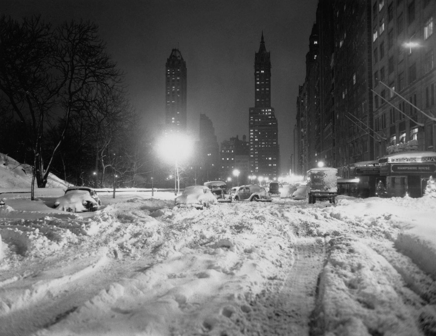Cars Abandoned Outside The Hampshire House Hotel During The Great Blizzard, Manhattan, 1947