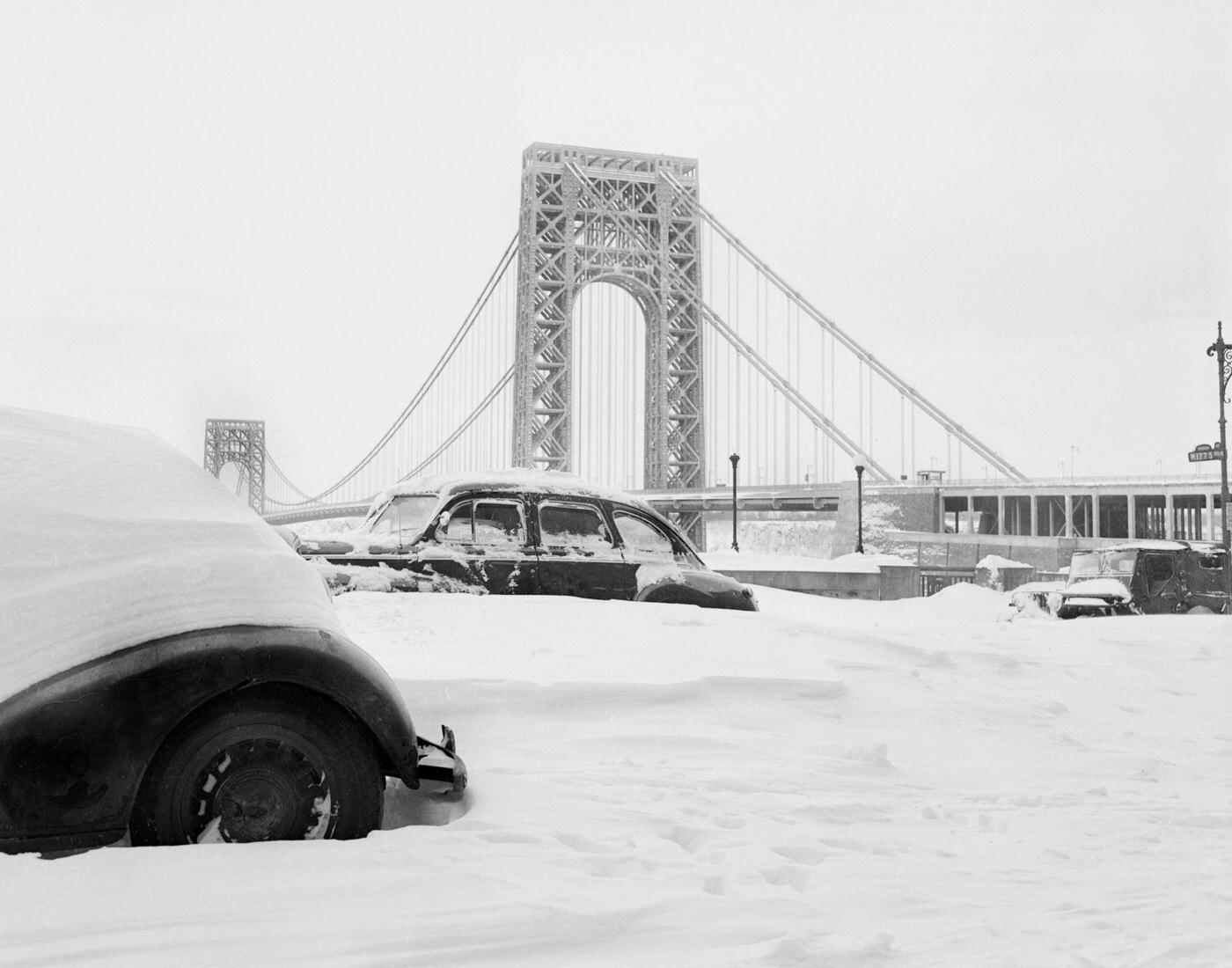 Approach To The George Washington Bridge Completely Snowed Under, Manhattan, 1948