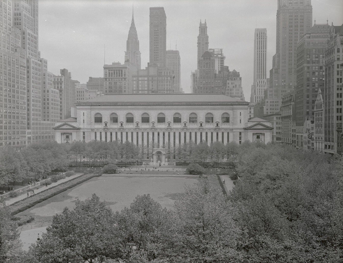 Bryant Park Looking Toward Public Library, Manhattan