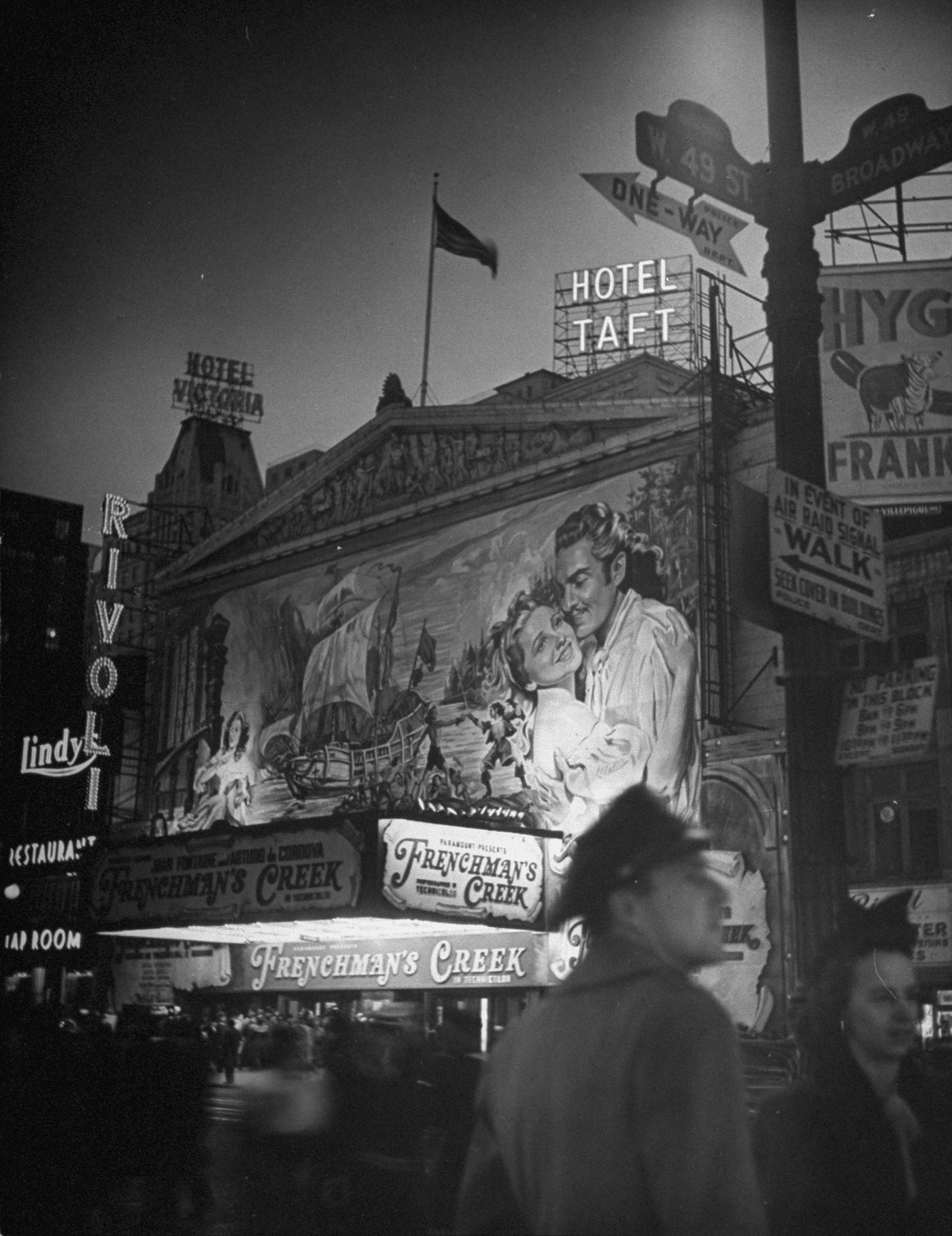 Huge Billboards Hanging Above The Broadway Entrance, Manhattan, 1948