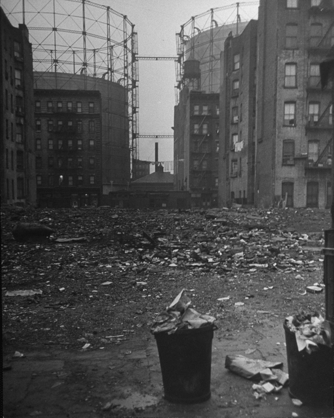 Litter And Garbage Filling Vacant Lot In East Harlem, Manhattan, 1948