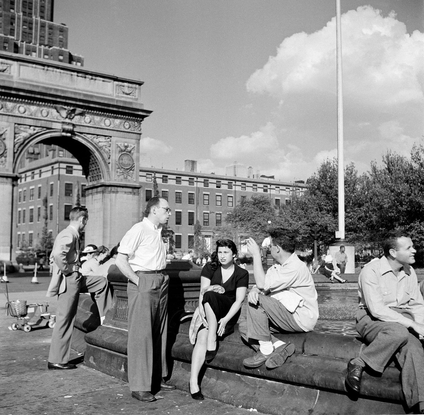 People Rest In Washington Square Park, Manhattan, 1947.