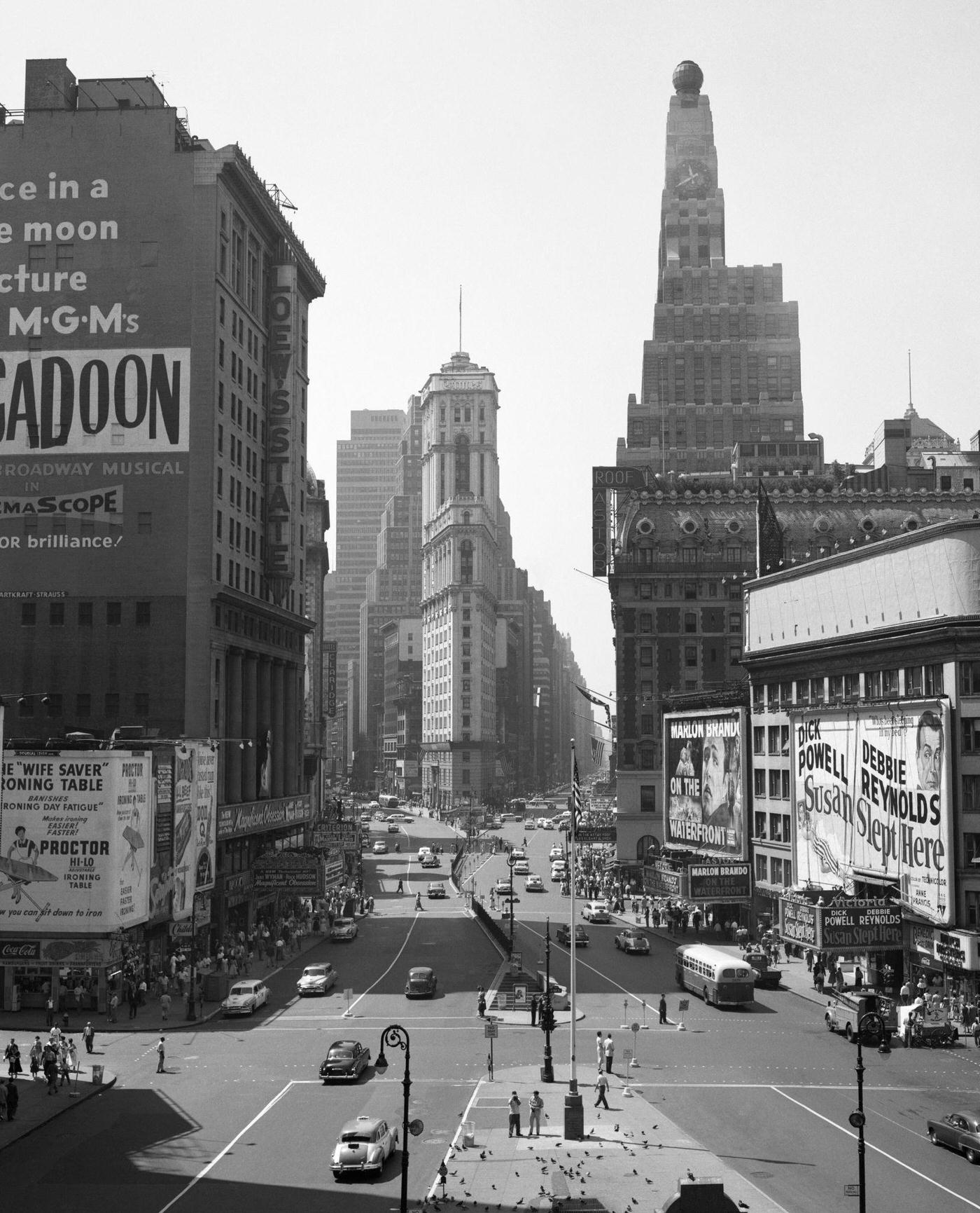 Times Square New York City Looking South From Duffy Square, Manhattan, 1950S