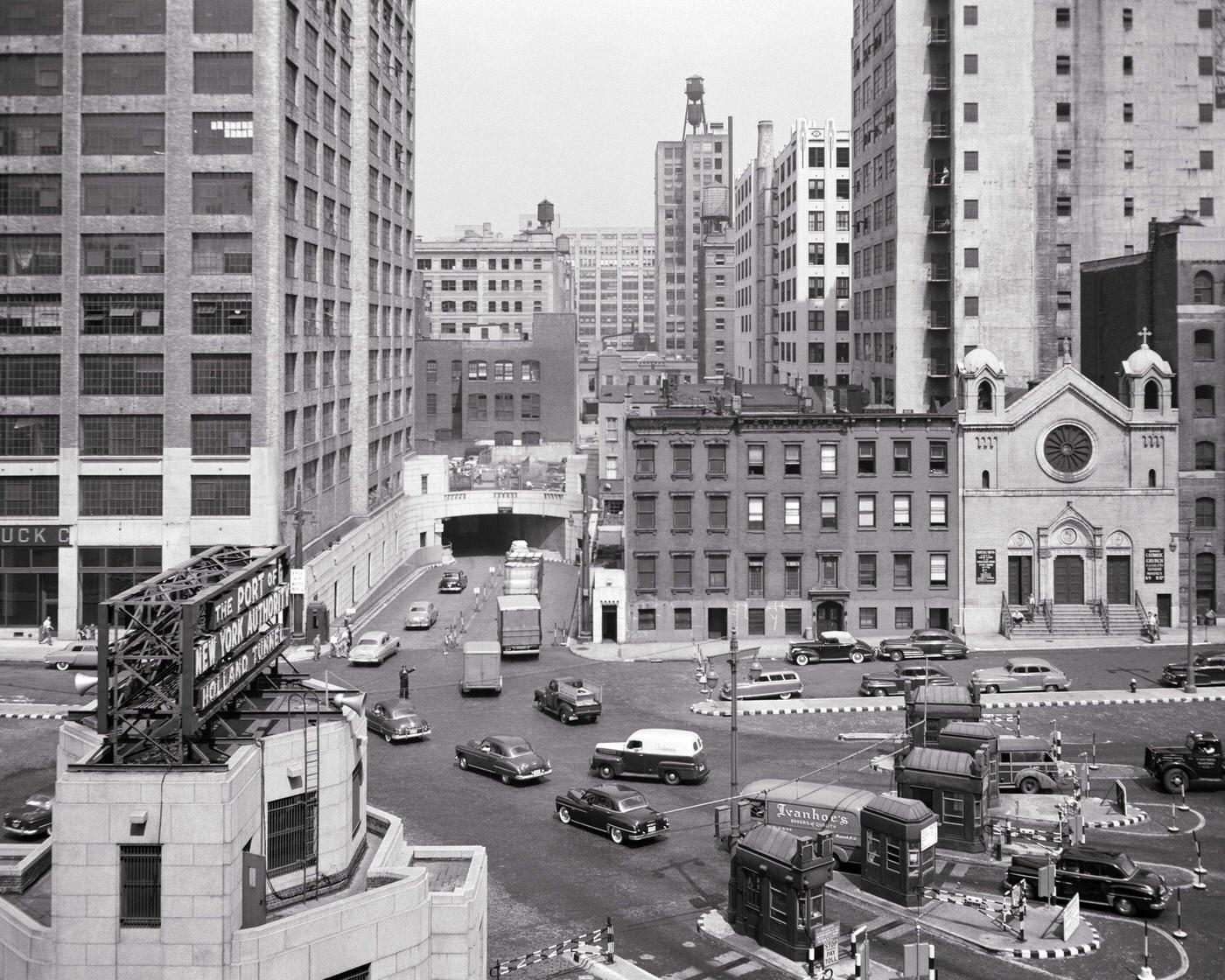 Entrance To Holland Tunnel From Manhattan Under Hudson River To Jersey City, 1950S