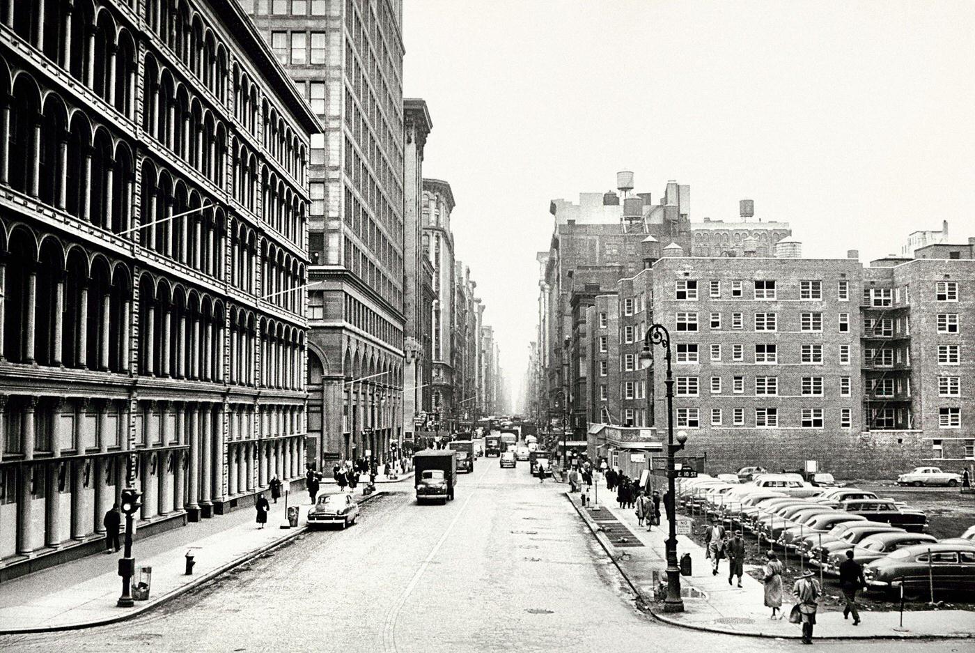 Broadway Looking South From East 10Th Street, Manhattan, 1954