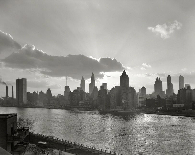 Manhattan Skyline From City Hospital, New York City, 1950
