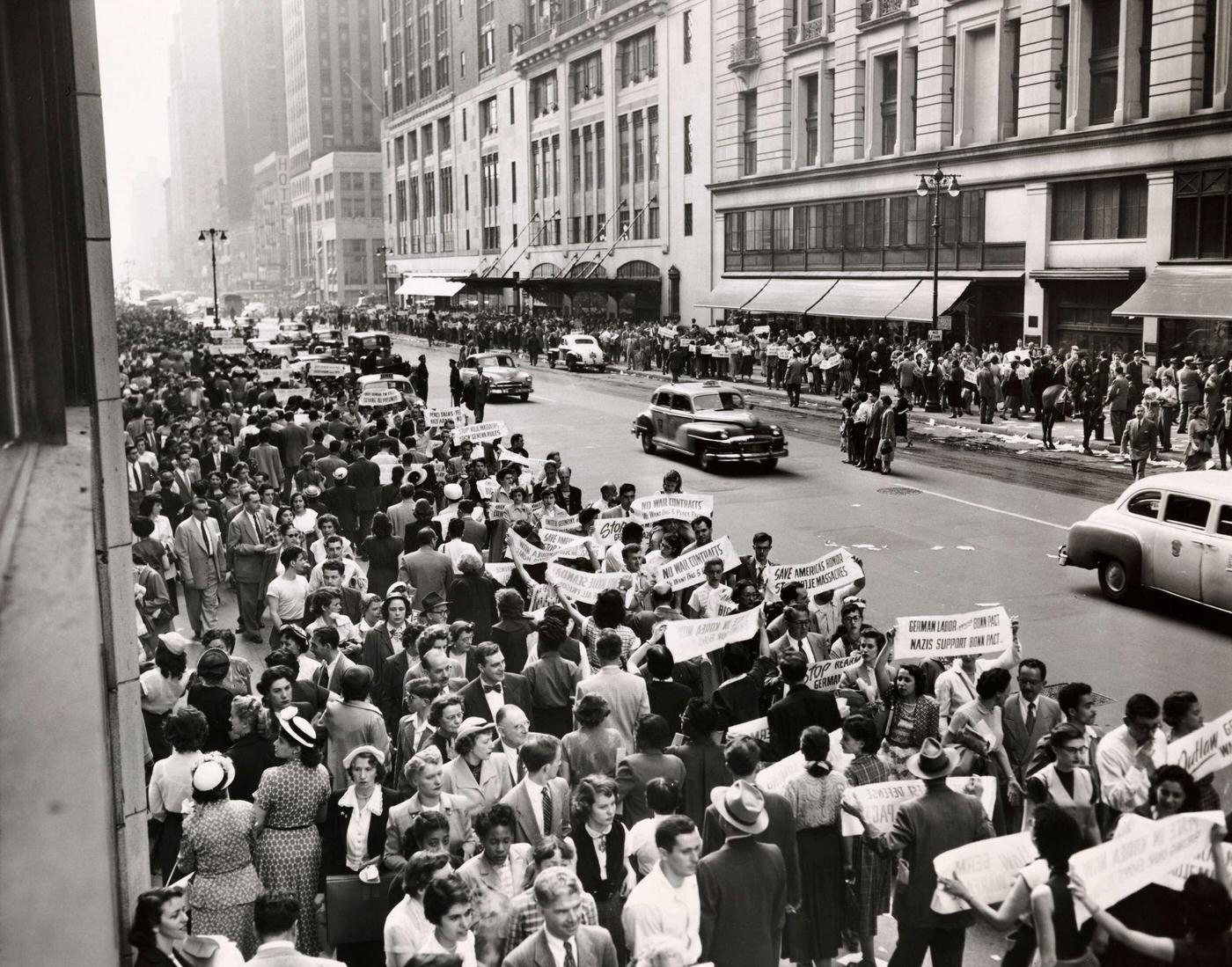 Peace Protest In New York: Labor Peace Conference March On New York'S 34Th Street Protesting The War In Korea, Manhattan, 1952.