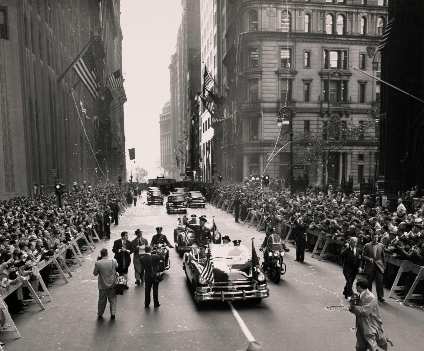 Welcome For General Dean: Major General William F Dean Waving During A Ticker-Tape Parade On Broadway, Manhattan, 1953.