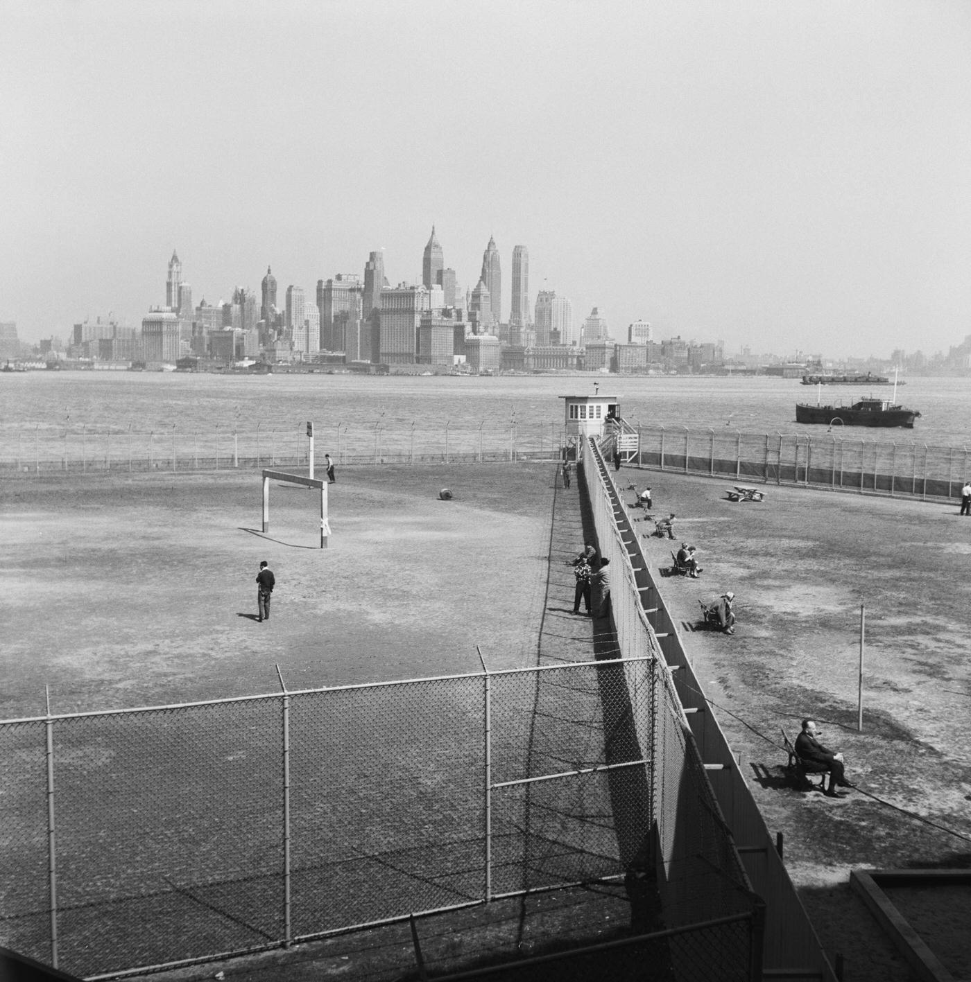 The View From Ellis Island: View Of Manhattan From Ellis Island, Manhattan, 1951.
