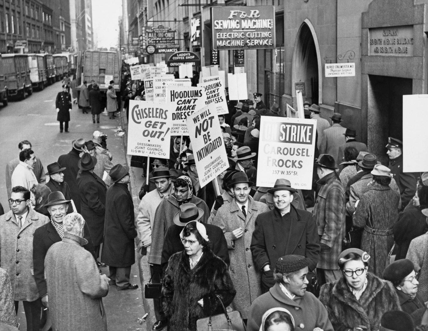 Ilgwu Members Protest, Nyc: International Ladies Garment Workers Union Protest On 35Th Street In The Garment District, Manhattan, 1959.