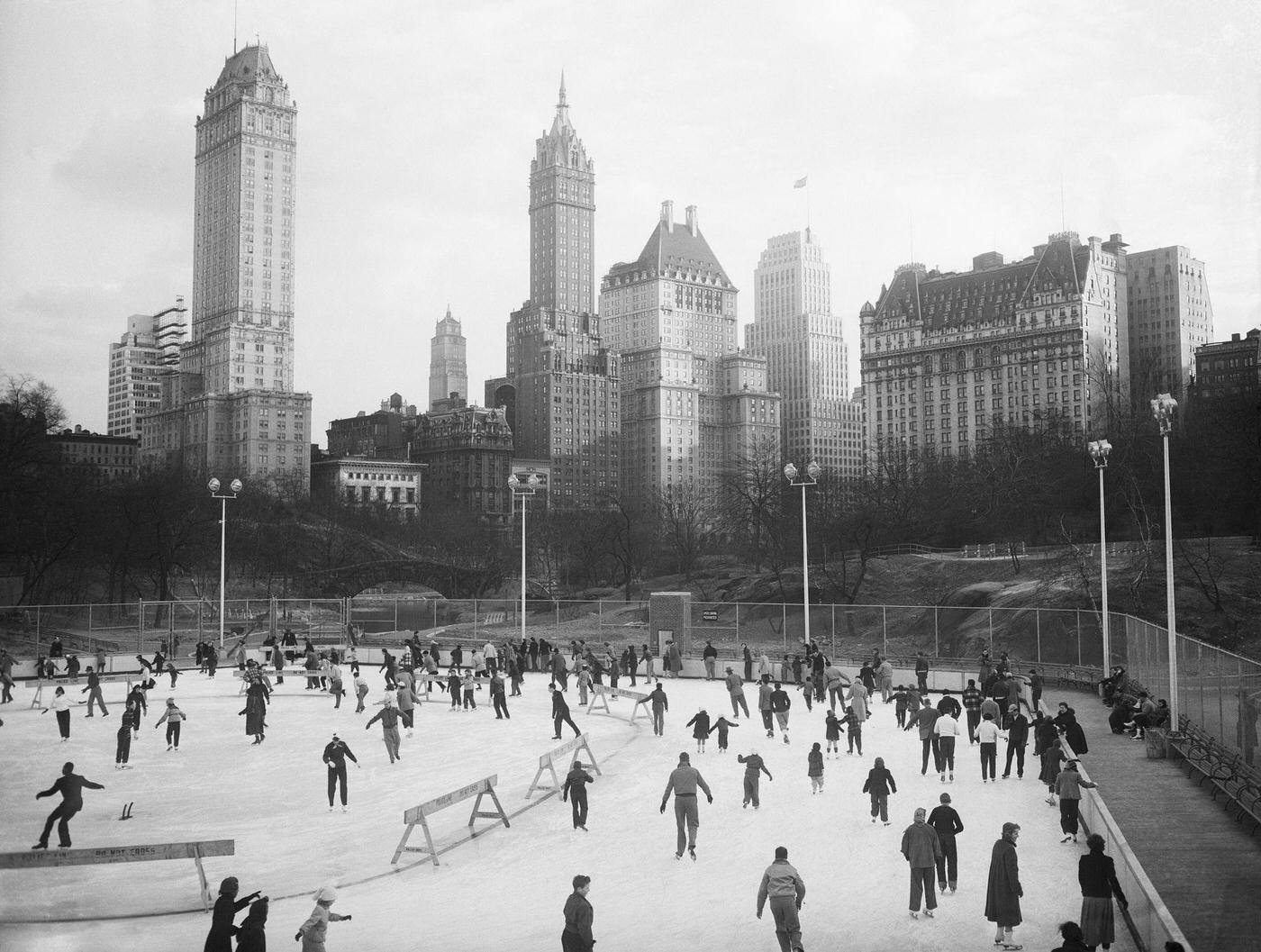 Skaters At The Wollman Rink In Central Park, Manhattan, 1951