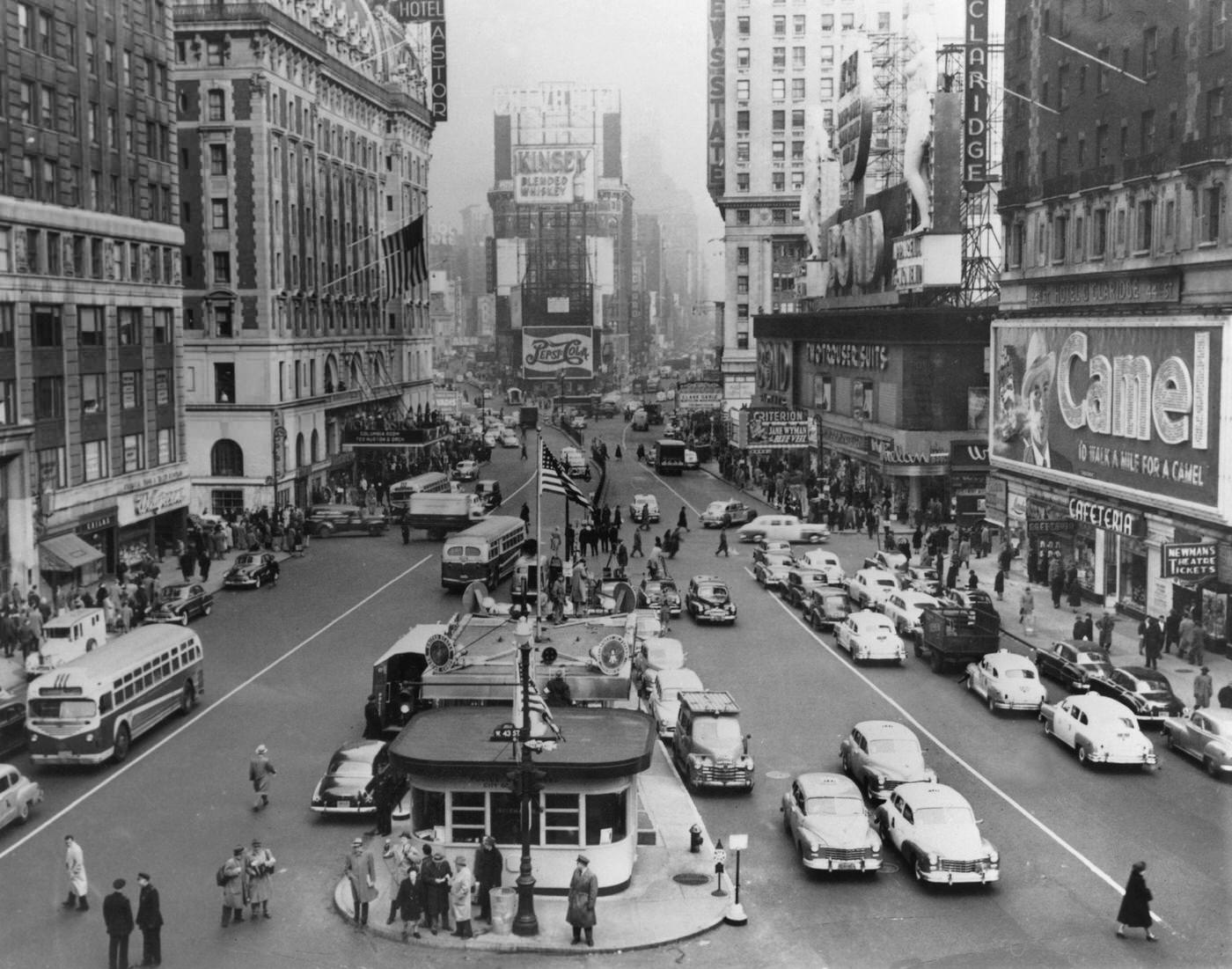 Times Square In New York: View Of The Traffic In Times Square, Manhattan, 1956