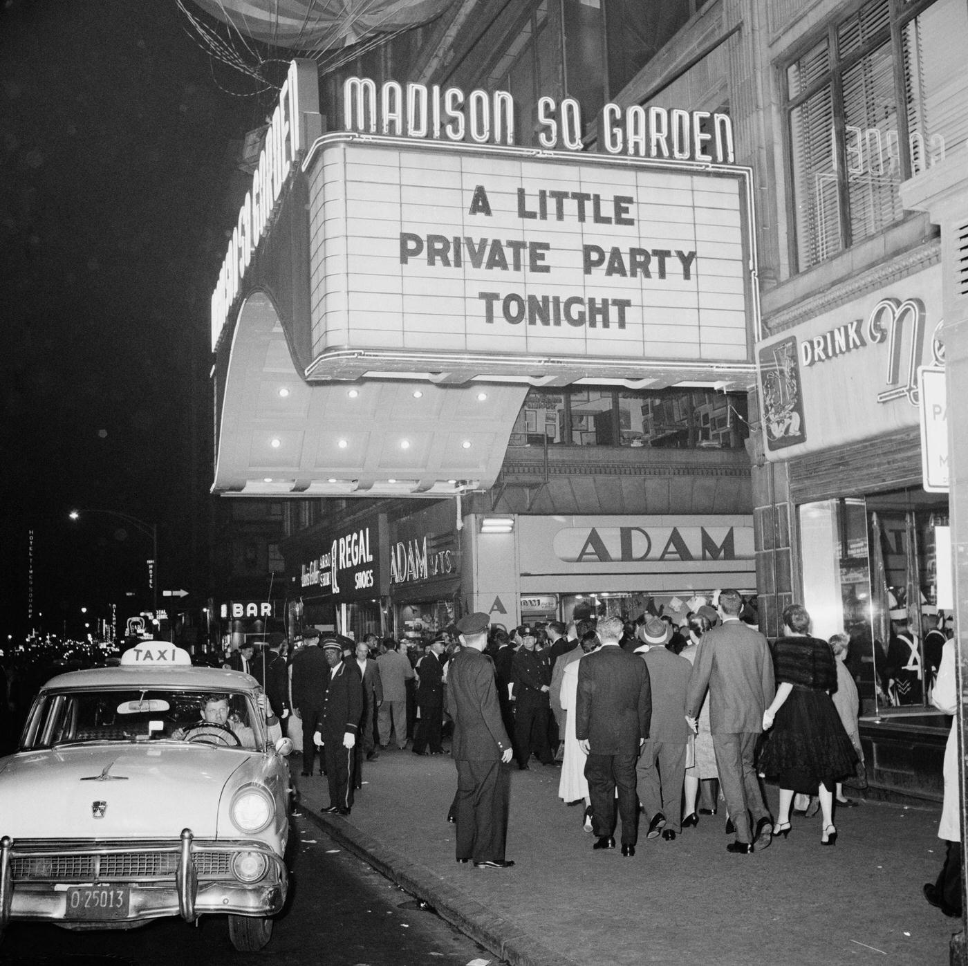 Mike Todd'S Birthday Party: The Entrance Of Madison Square Garden Where Mike Todd'S Birthday Party Is Taking Place, Manhattan, 1957.