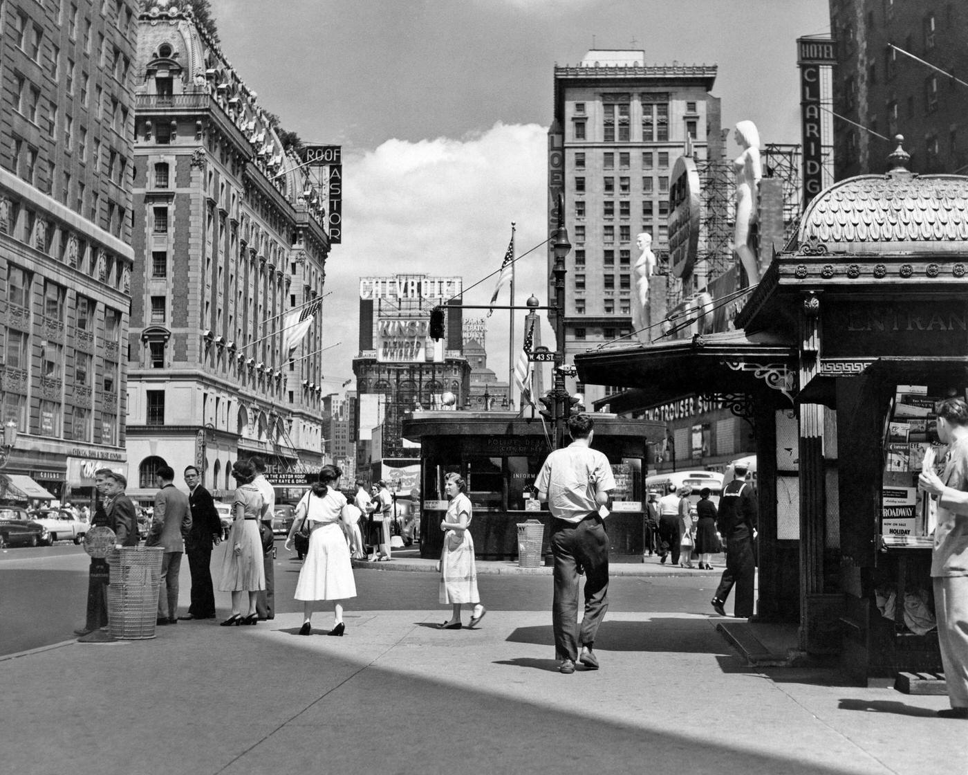 1950S New York City Times Square, West 43Rd Street Looking North, Manhattan
