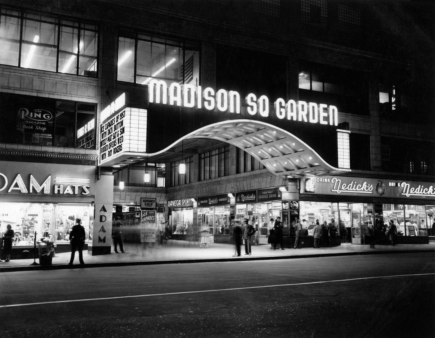 Madison Square Garden Marquee Night, West 49Th Street, Ice Capades Of 1953, Manhattan, 1953