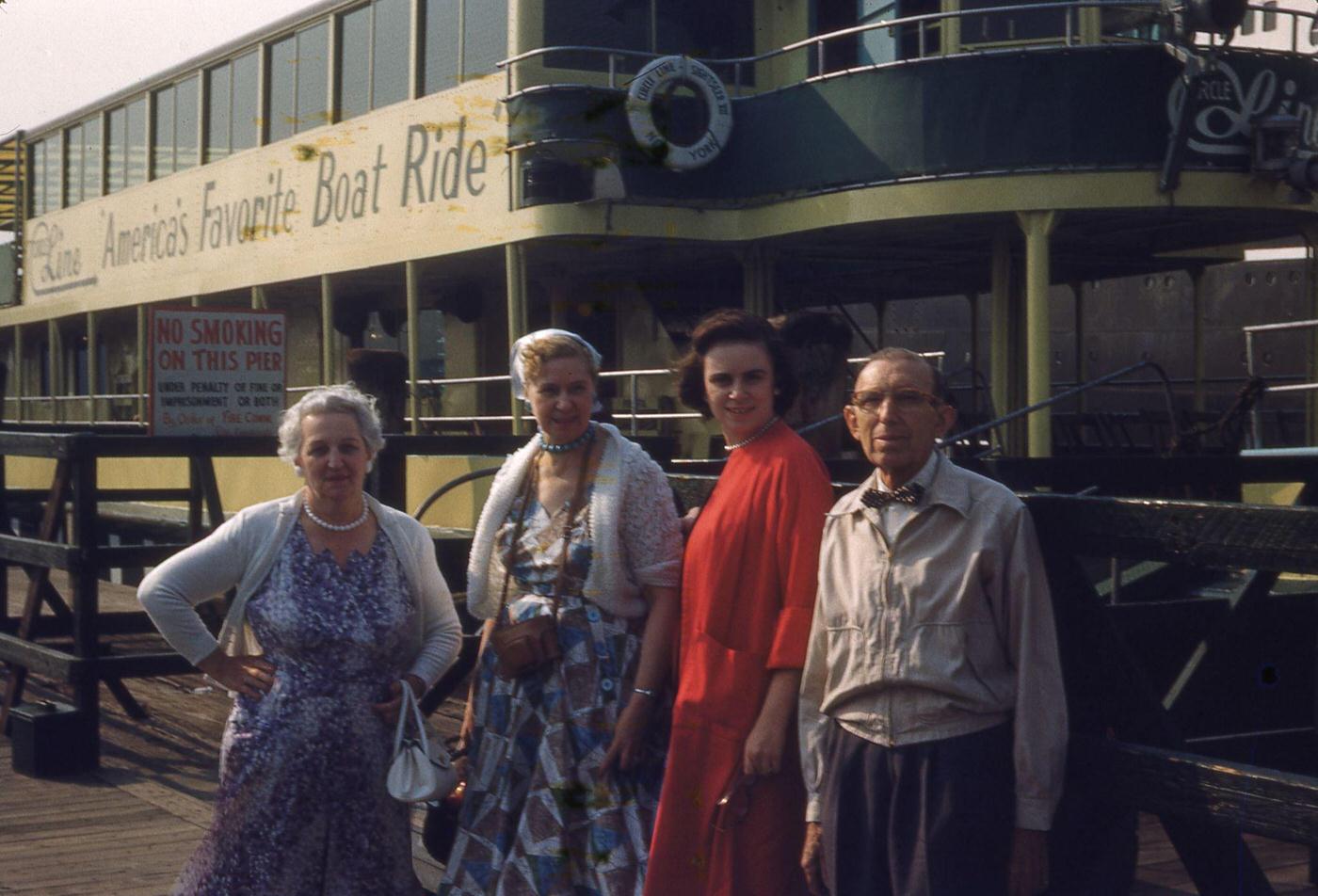 Visitors Posing At Circle Line Tour Boat Docks, Manhattan, 1955.