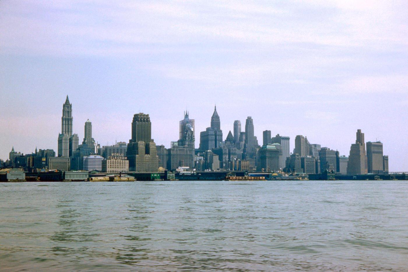 Skyline, Financial District And Battery, View From Hudson River, Manhattan, August 1959.