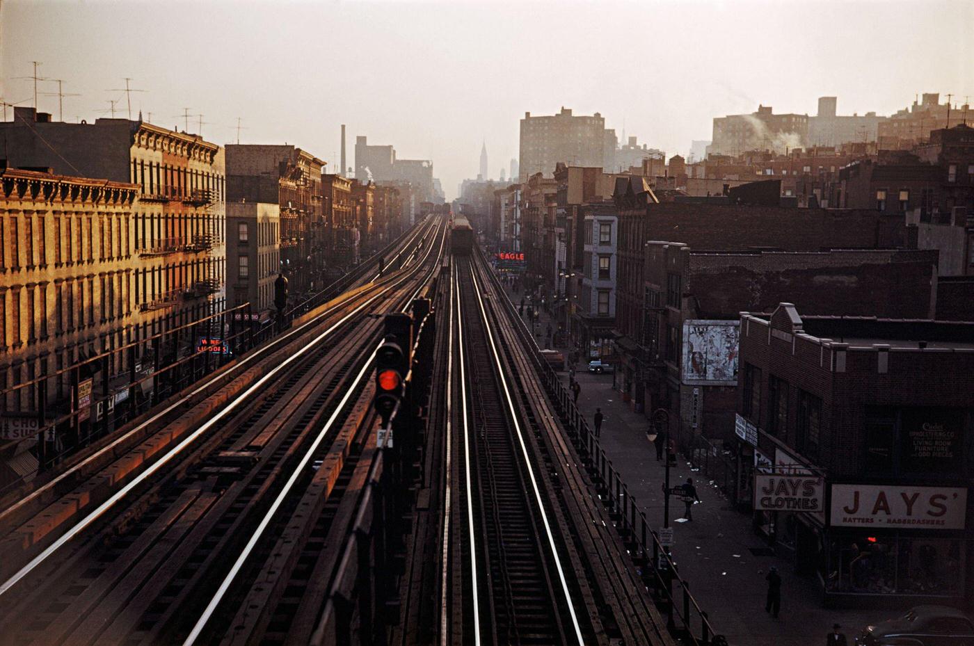 Train Track Passing By Third Avenue, Manhattan, 1953.