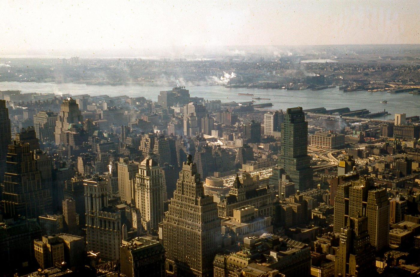 Panoramic View Of Times Square, Hells Kitchen, Chelsea, West Side Of Manhattan, 1957.