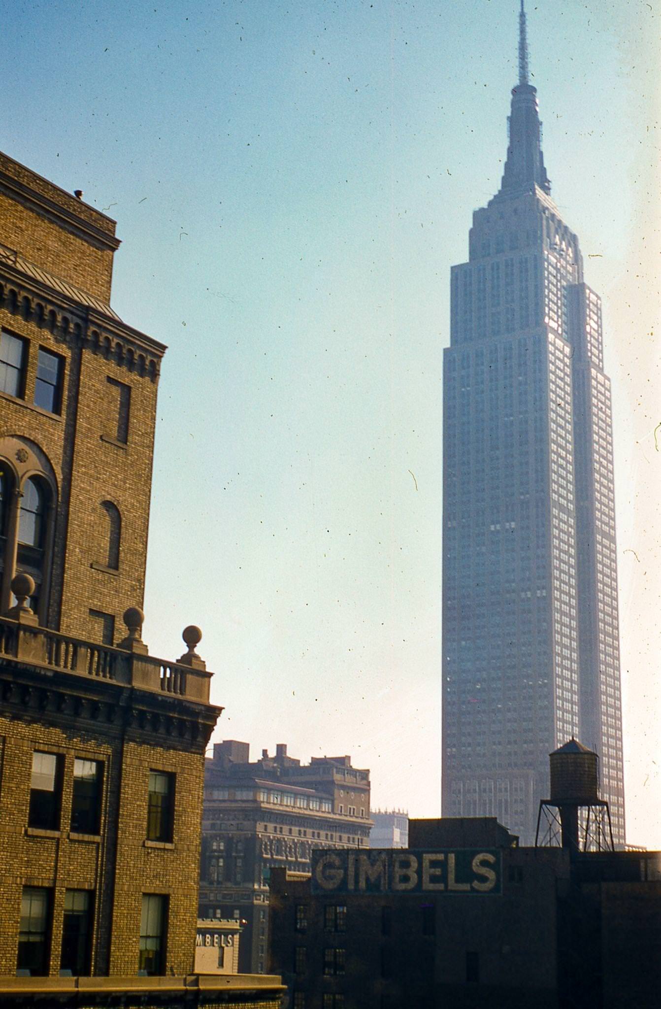 View Of Empire State Building With Gimbels Department Store Advertisement, Manhattan, 1957