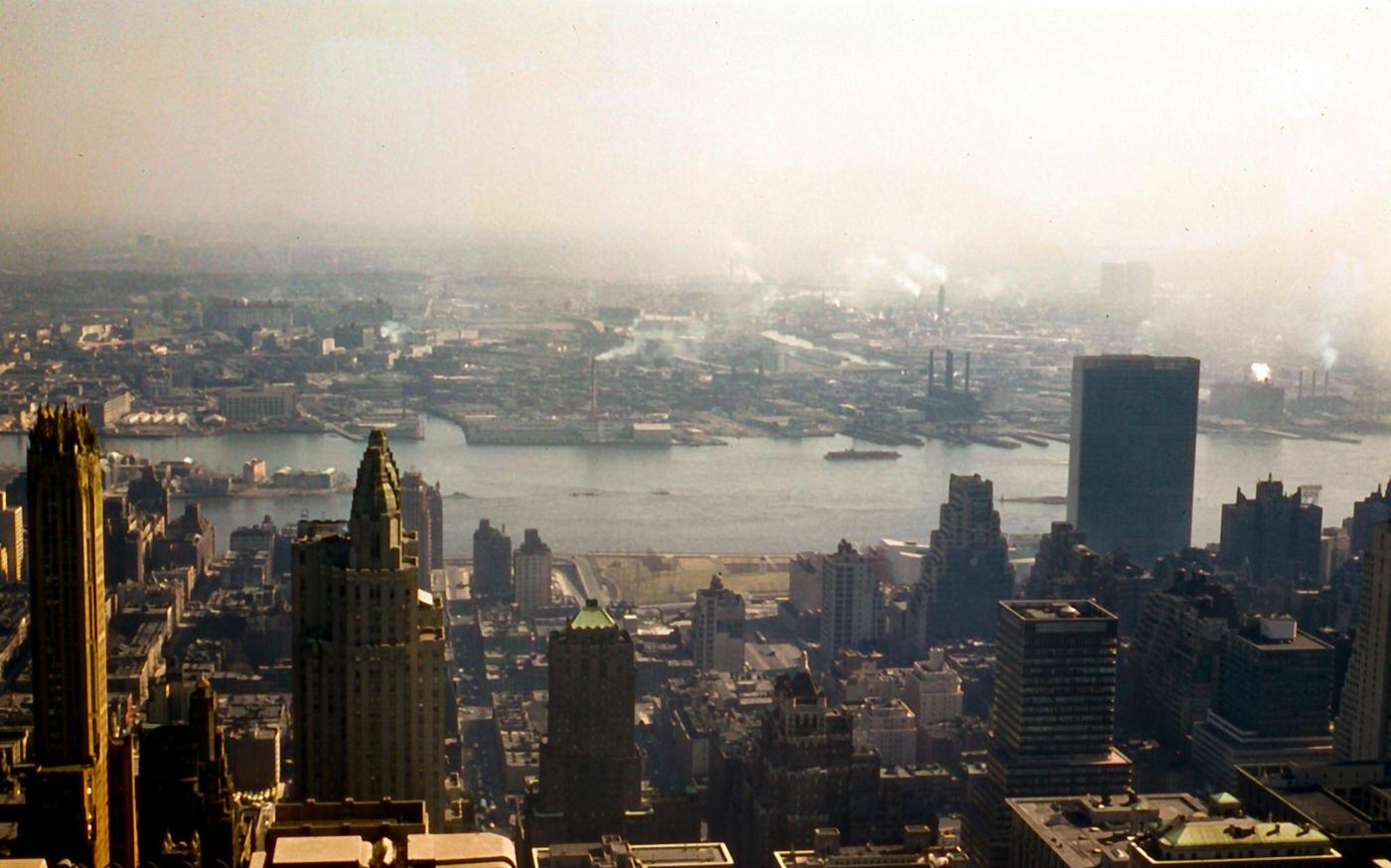 Panoramic View Of Midtown East With General Electric Building And Waldorf Astoria Hotel, Manhattan, 1957