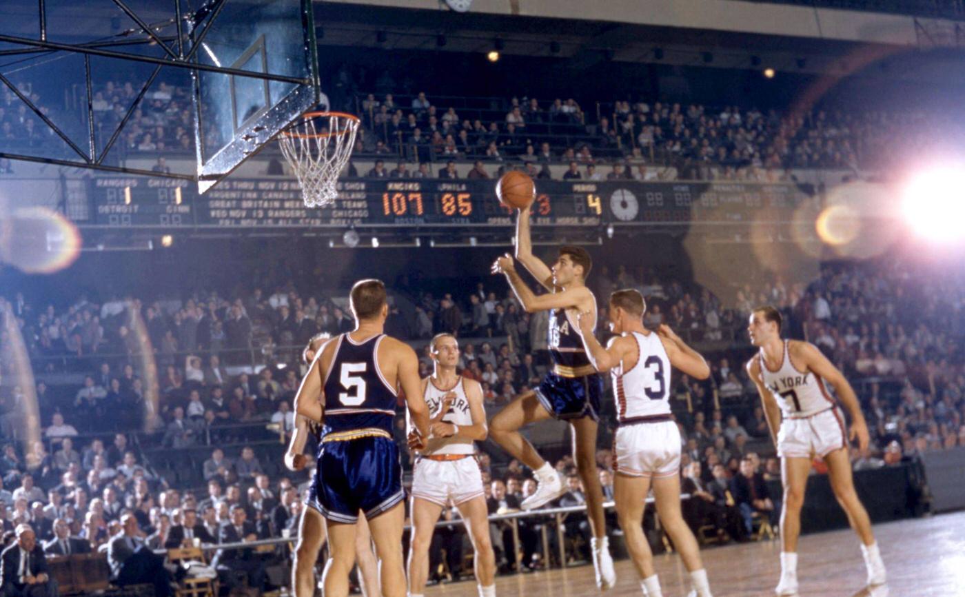 Lennie Rosenbluth Of The Philadelphia Warriors Vs. New York Knicks At Madison Square Garden, New York, 1957