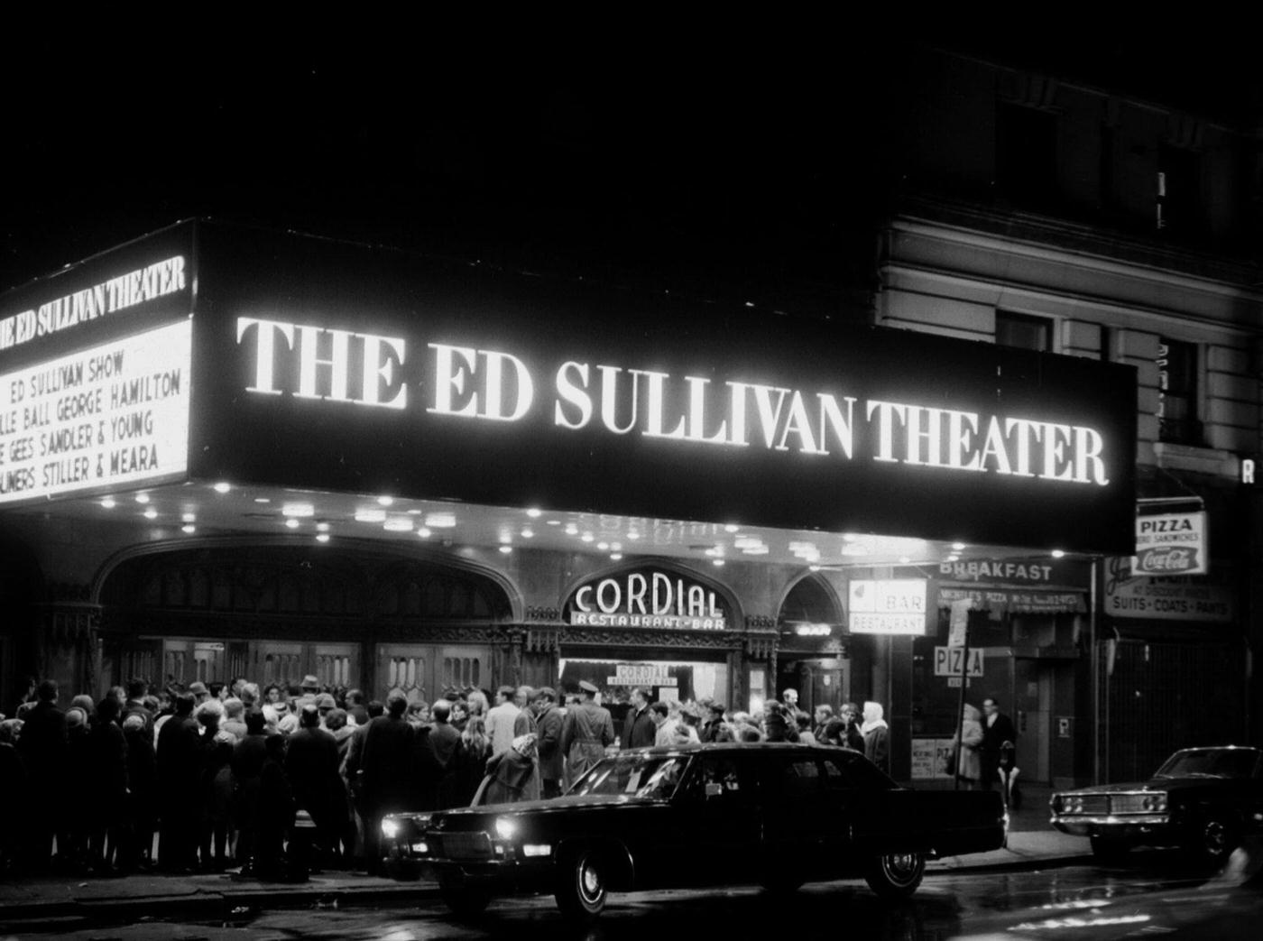 Crowd Gathers Outside The Ed Sullivan Theater At Broadway And 53Rd Street, Manhattan, 1968
