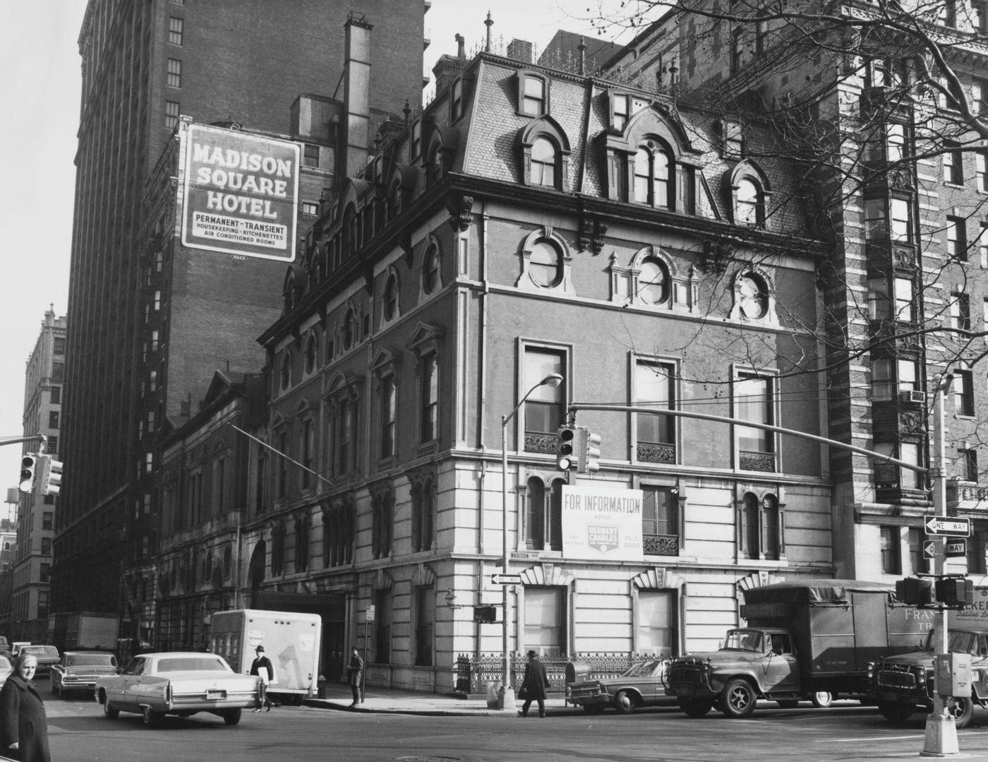 Jerome Mansion With A 'Herbert Charles' Real Estate Board, Due For Demolition, Once Home Of Financier Leonard Jerome, Father Of Jennie Jerome, Mother Of Winston Churchill, Manhattan, 1967