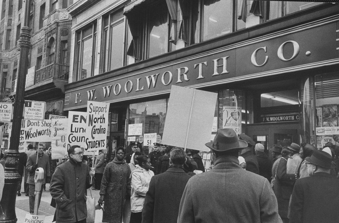 Picketers Outside Woolworth Store In Harlem, Manhattan