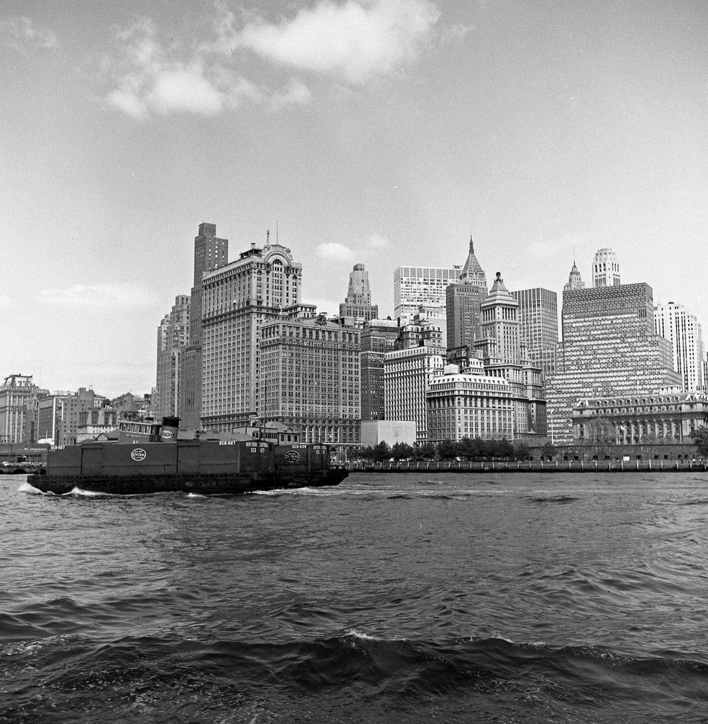 Lower Manhattan Skyline Viewed From The Staten Island Ferry, Manhattan, 1963