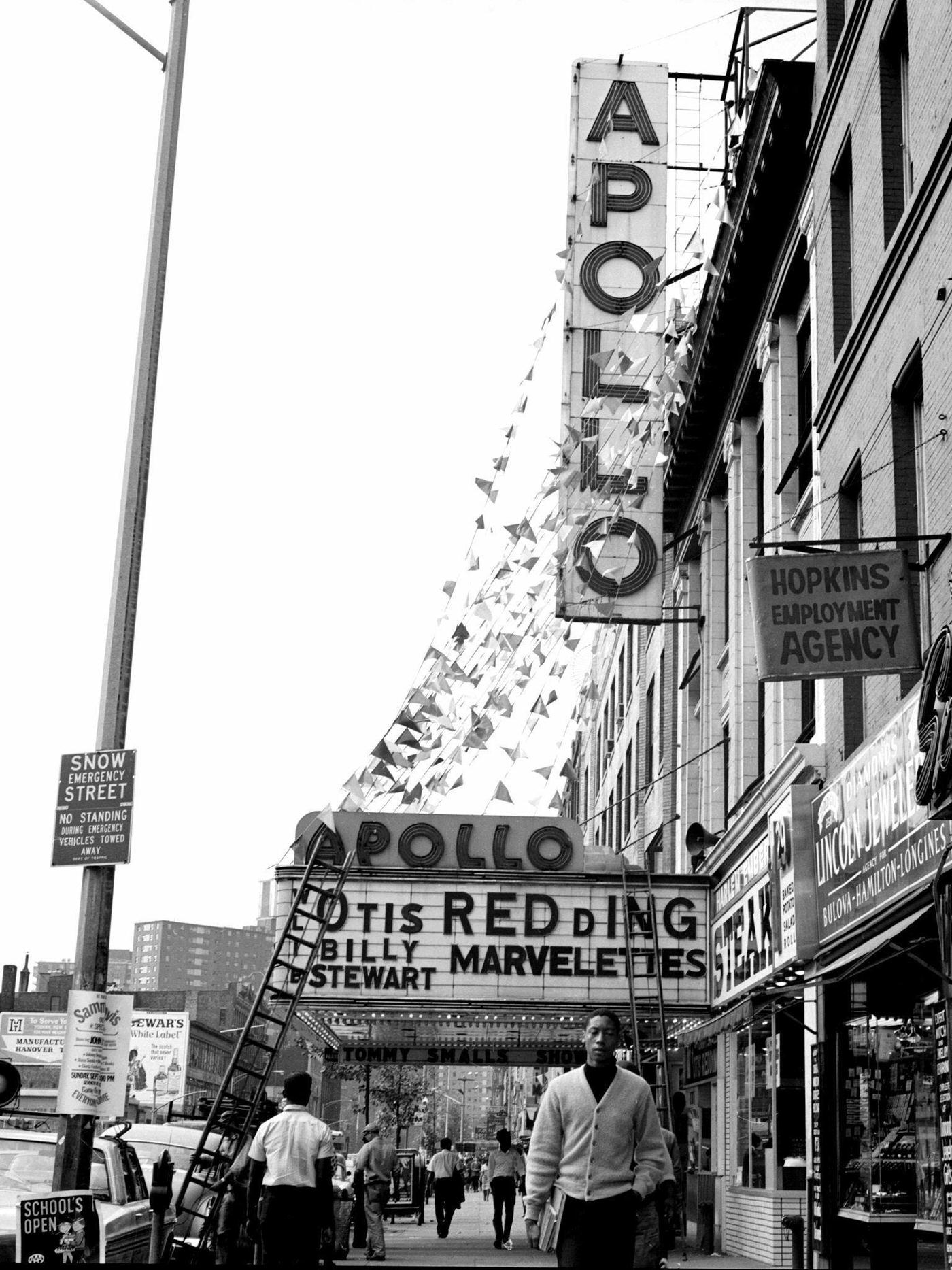 The Apollo Theater In Harlem With Otis Redding, Billy Stewart And The Marvelettes On The Marquee, Manhattan, 1967