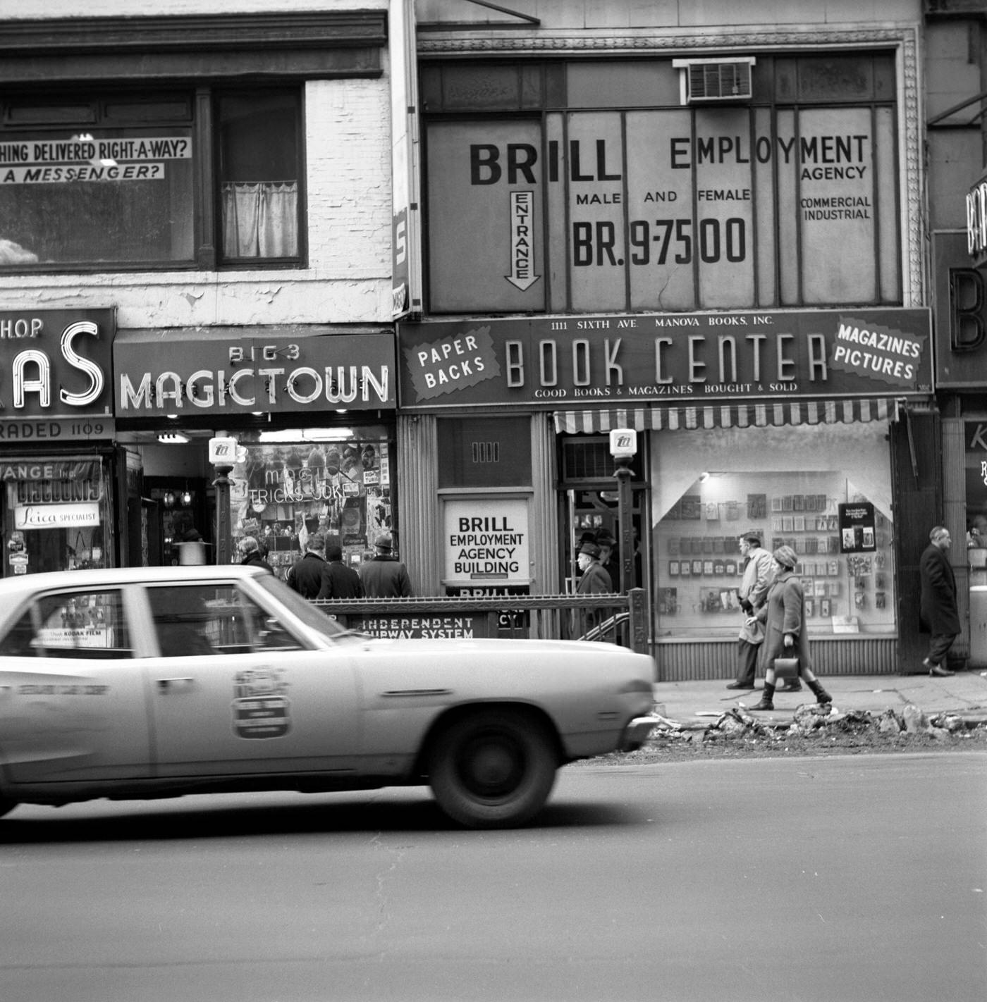 Small Independently Owned Shops And Employment Agencies Line 6Th Avenue Near 42Nd Street, Manhattan, 1969
