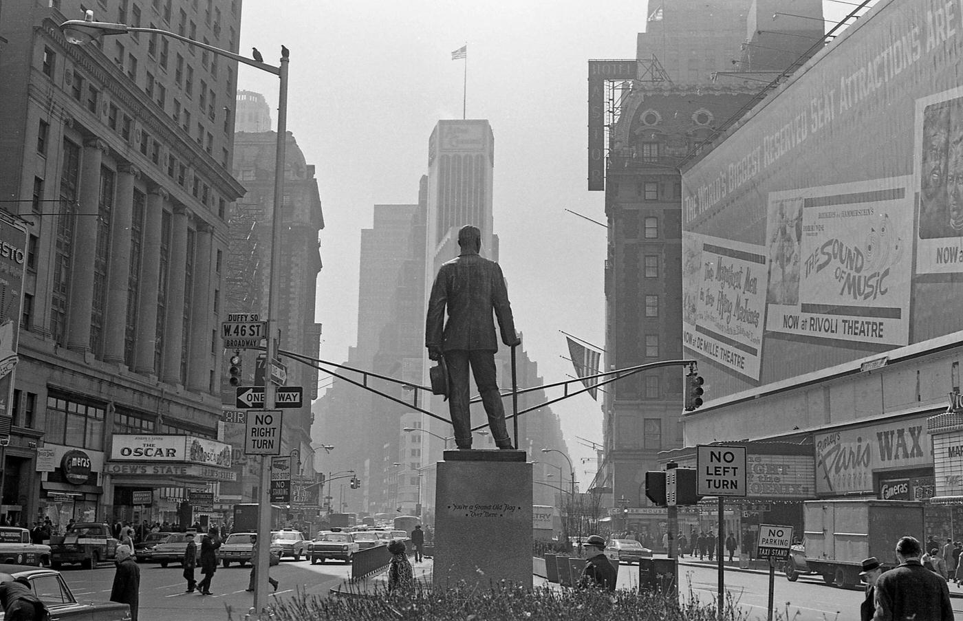 Statue Of George M. Cohan In Duffy Square, Broadway &Amp;Amp; West 46Th Street, Times Square, Manhattan, 1966