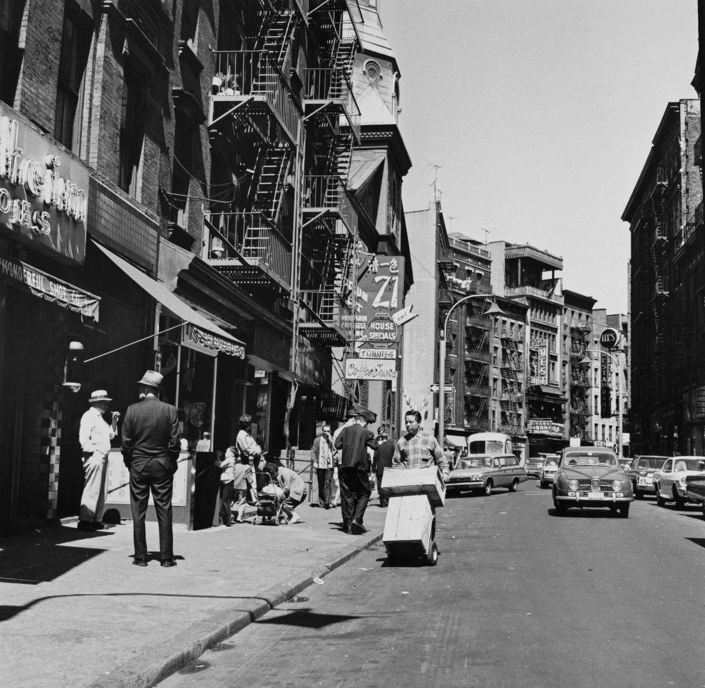 Looking North Up Mott Street In Chinatown, Lower Manhattan, 1967