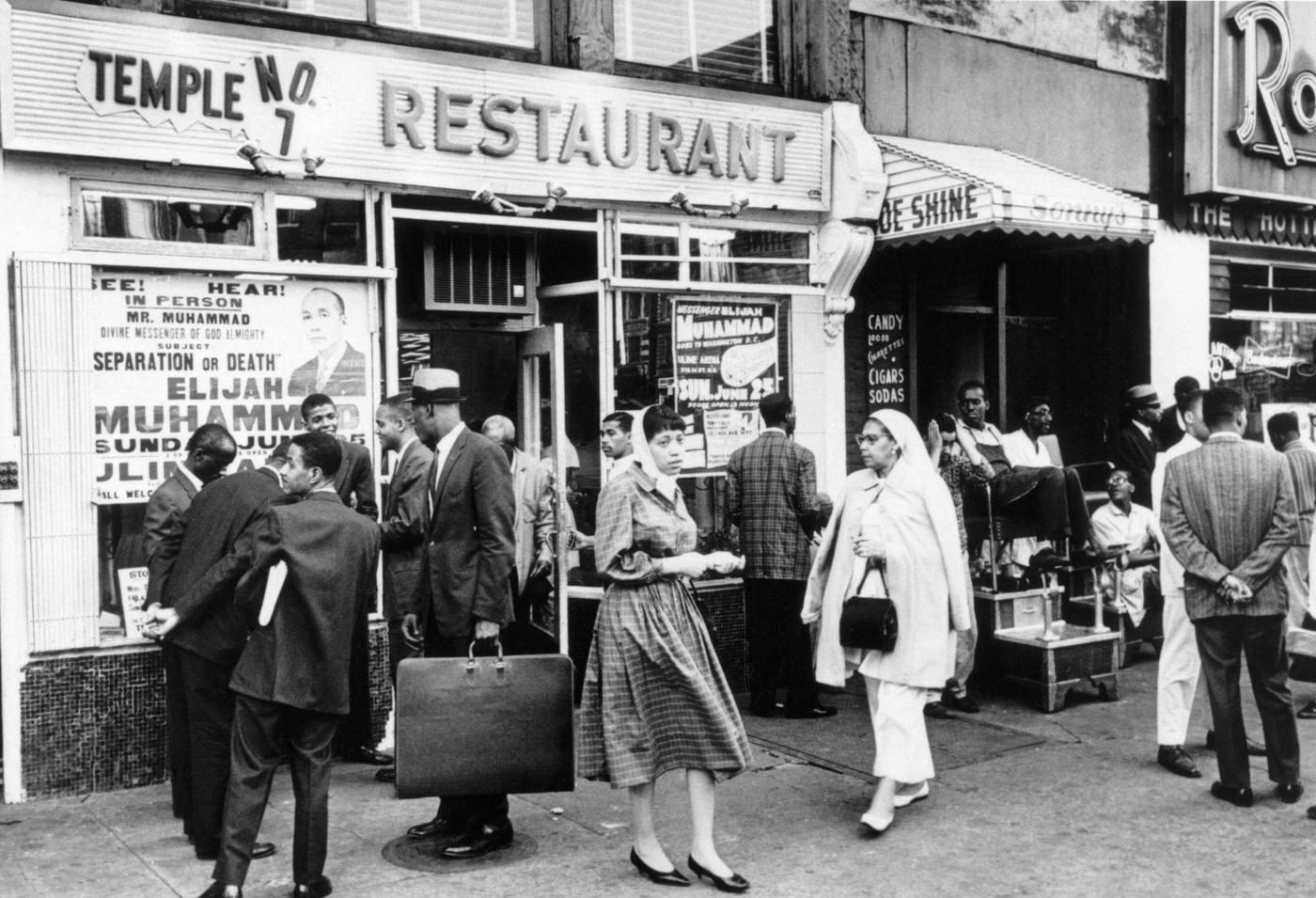 Temple No. 7 Restaurant Attached To The Nation Of Islam Temple, Harlem, Manhattan, 1961