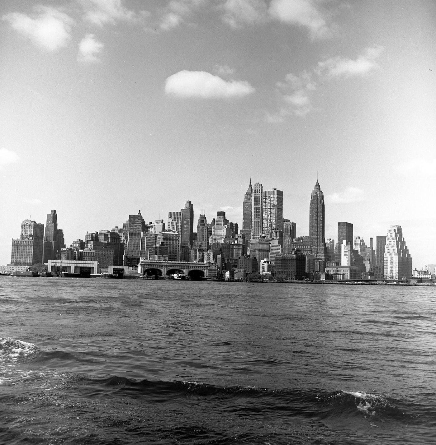 View Of Lower Manhattan Skyline From Staten Island Ferry, Manhattan, 1963