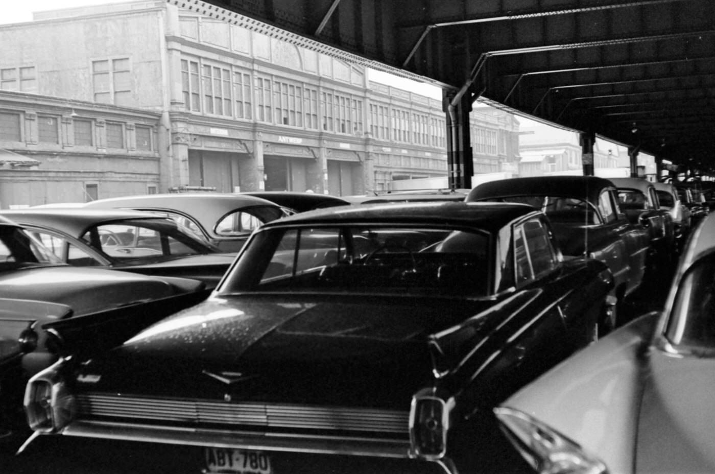 Cars Parked Under Old Westside Highway On West Side, Manhattan, 1965