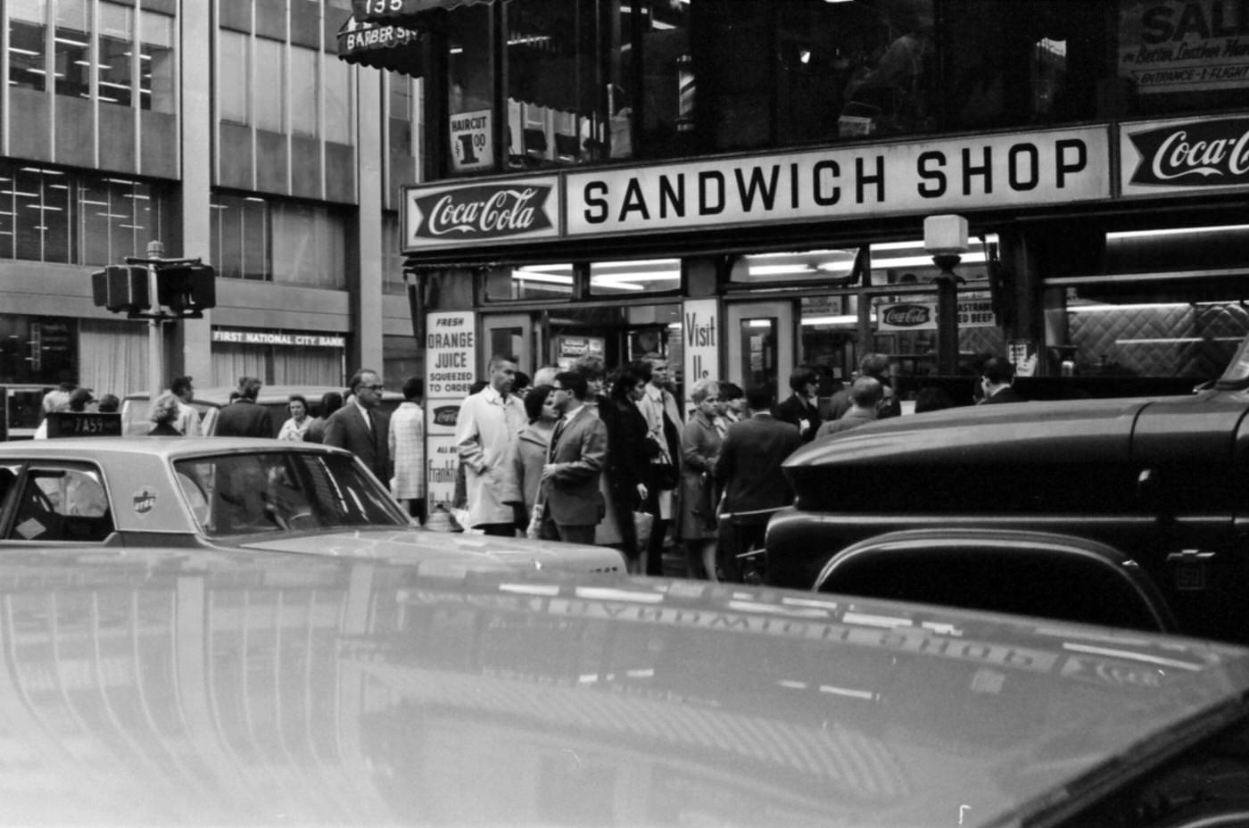 A View Of A Sandwich Shop In Midtown Manhattan, 1965.