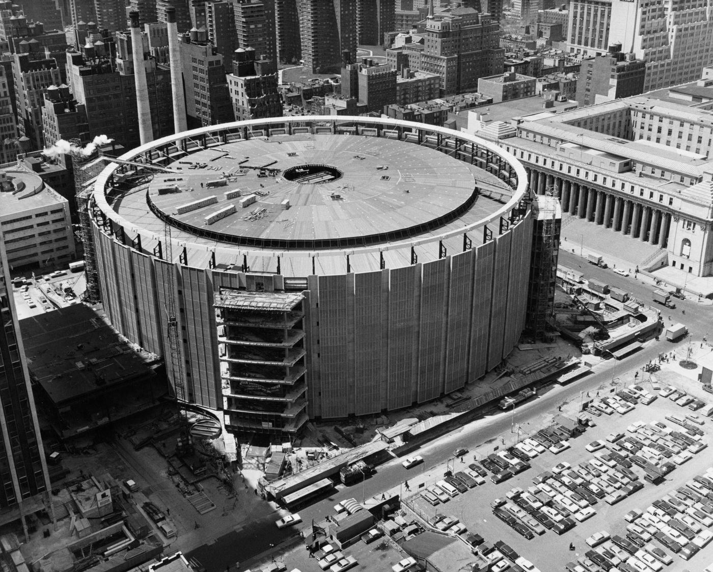 High-Angle View Of Construction Work On Madison Square Garden In Midtown Manhattan, 1967.