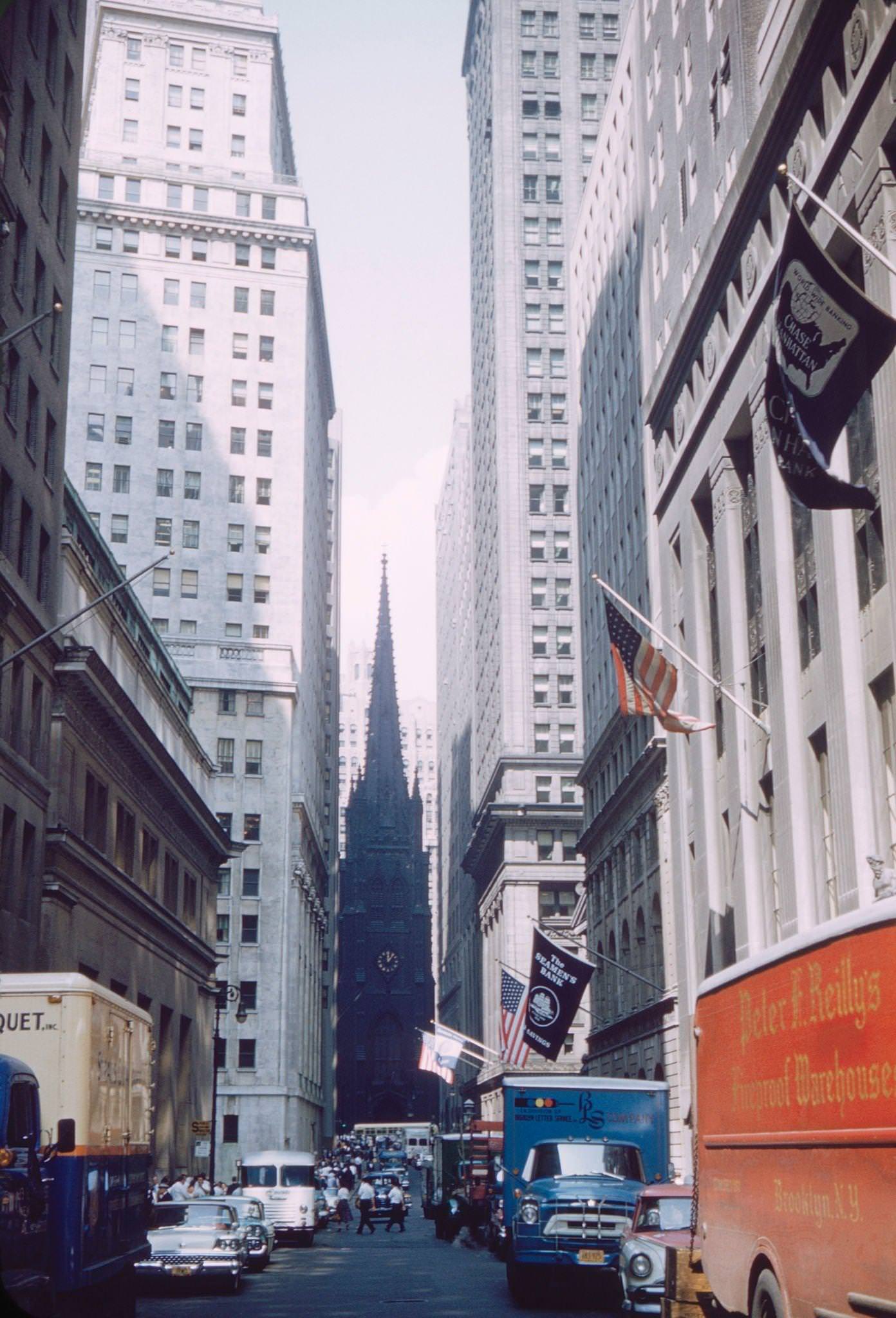 Wall Street And Trinity Church, Manhattan, 1961