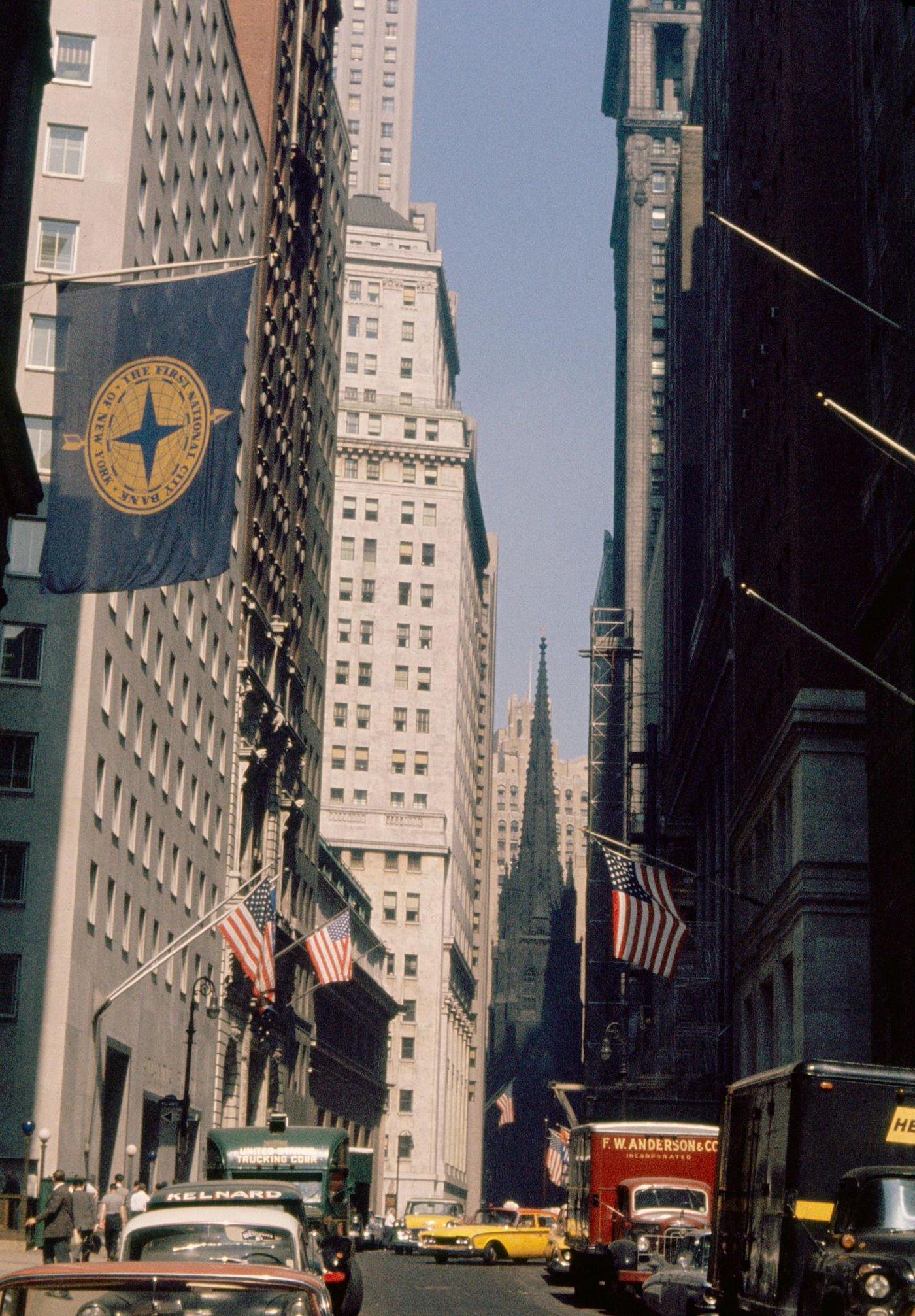 Wall Street And Trinity Church, Manhattan, 1961